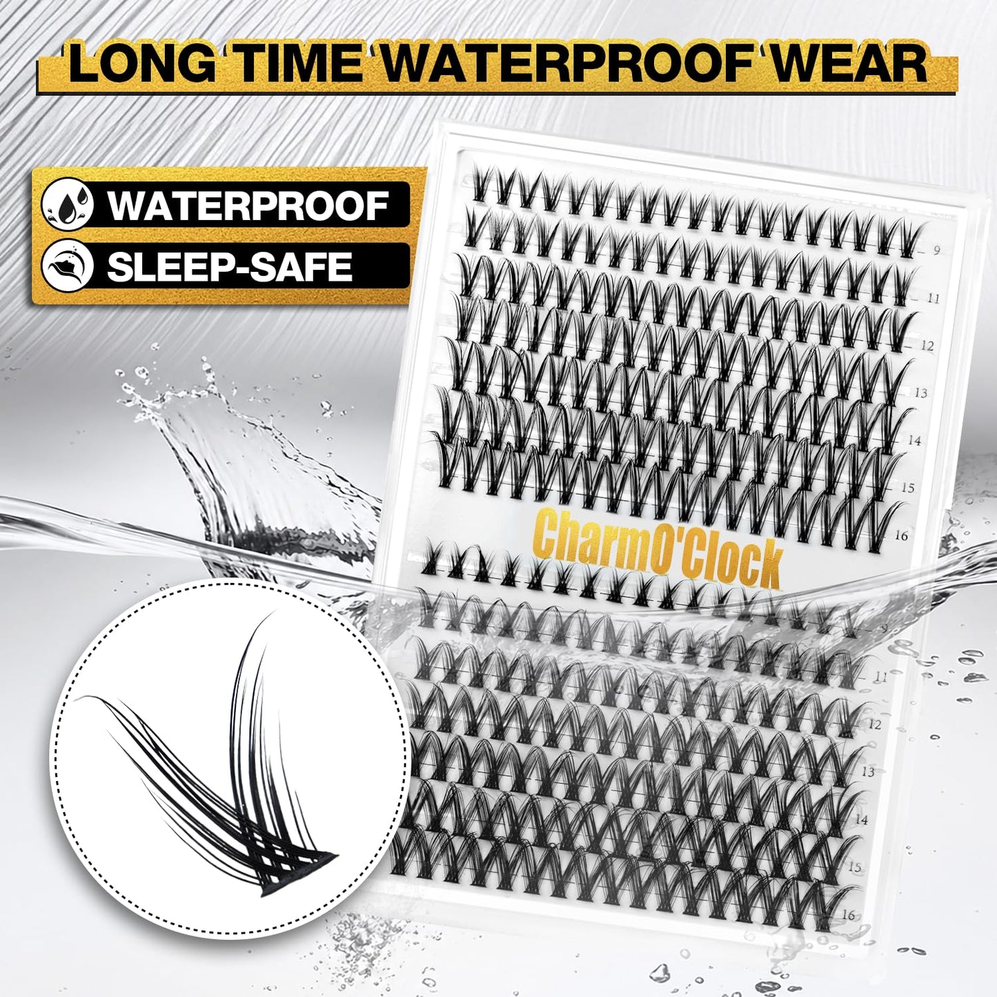 Lash Clusters Kit - 266 Pcs D Curl Wispy Eyelash Extensions with Bond, Seal, Tweezers & Remover | 9-16mm Mix