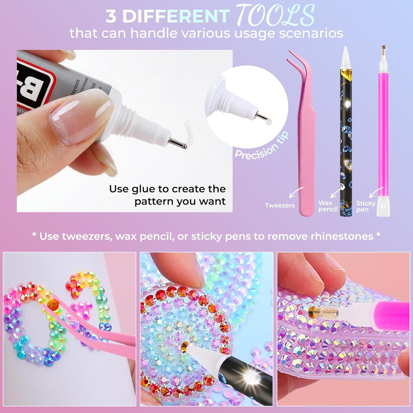 Resin Jelly Rhinestones Kit - 40,000 Pcs Multicolor 3mm Flatback Gems for DIY Nail Art | Includes 4 Glue Tubes & Tools