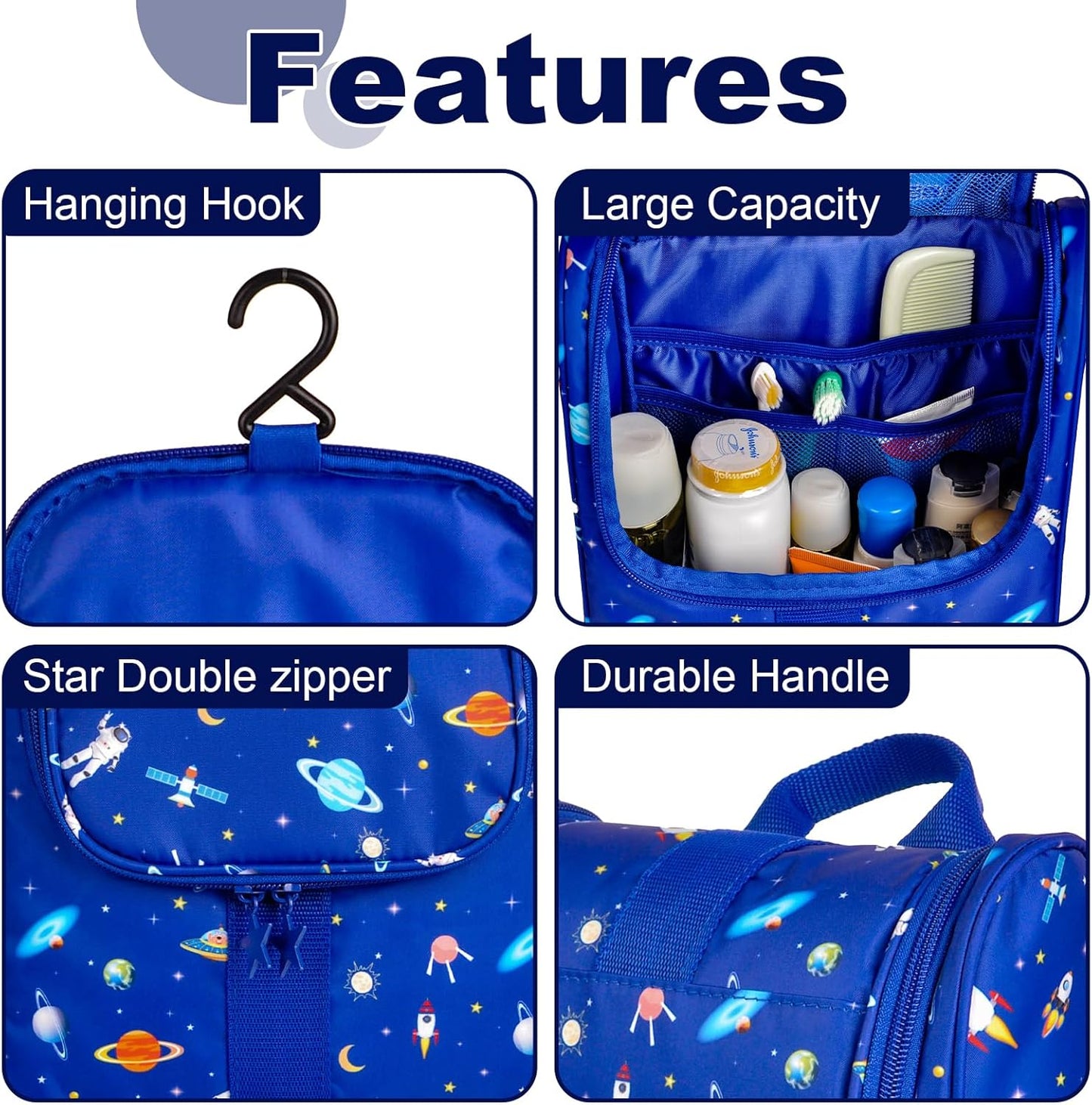 Cute Cartoon Kids Toiletry Bag - Astronaut Travel Cosmetic Organizer | Perfect for Boys & Girls
