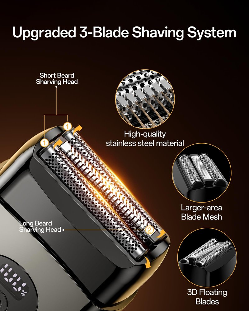 Electric Razor for Men, Foil Shavers Beard Trimmer for Men, Mini Face Shaver for Men, Cordless Travel Body Hair Shaver for Facial, Neck