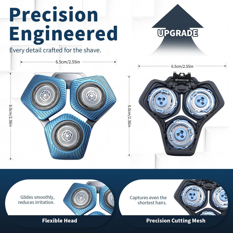SH71/50 Replacement Shaving Heads Compatible with Phili*s Series S5000 (S5XXX) & S7000 (S7XXX) Shavers-Fits SH60/70, SH70/70 Models (Blue-1pc)