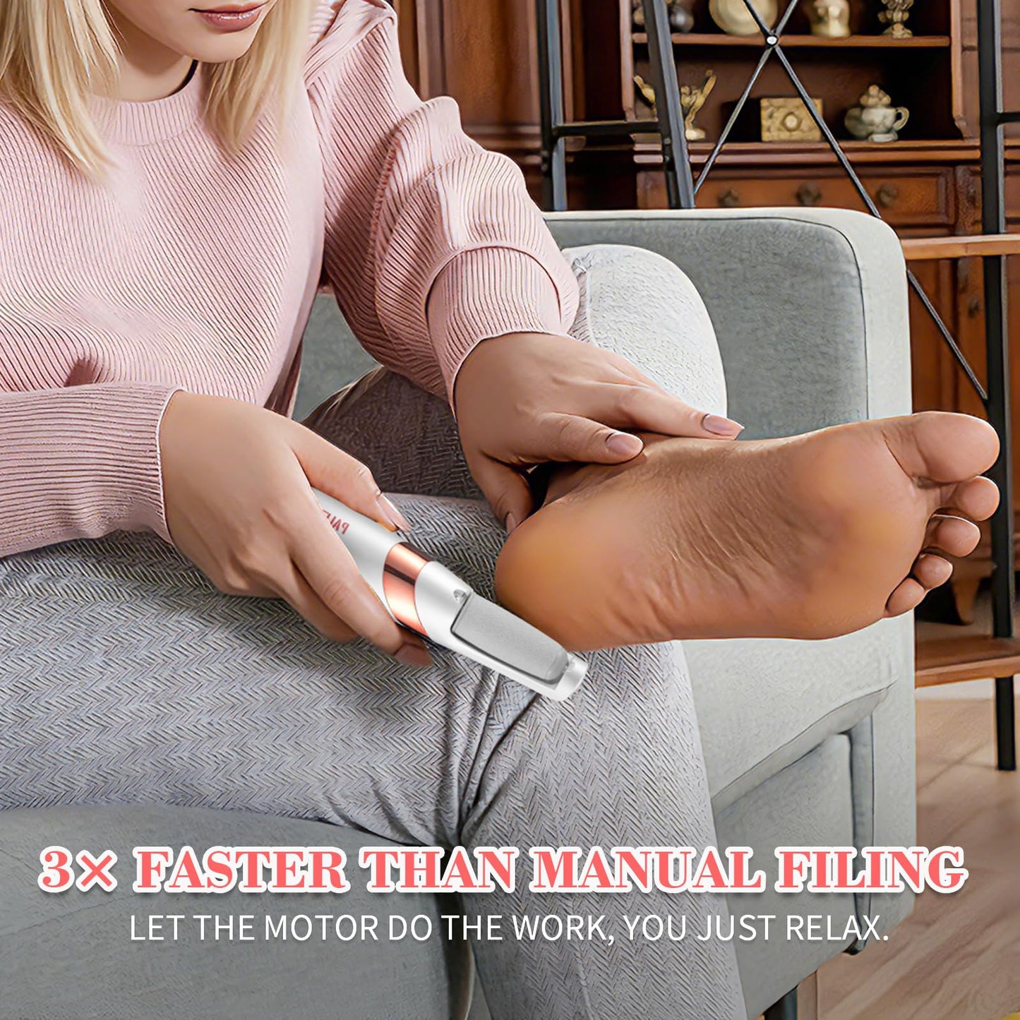 PALETTECH Foot Callus Remover, Electric Callus Remover for Feet with Dual Roller Heads, 2 Speeds & LED Light, 3× Faster Than Manual, 90-Min Runtime, Pedicure Tools for Feet, Foot File for Home Use