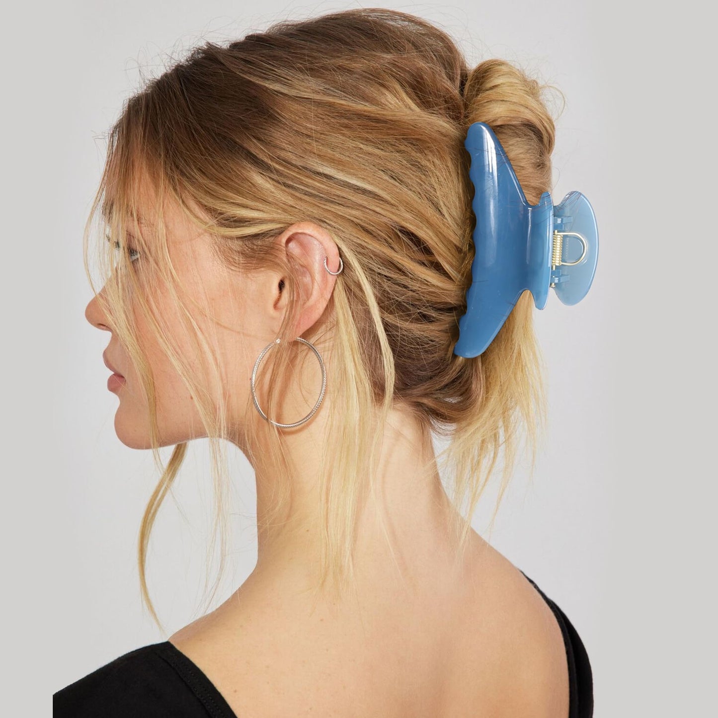 4.2 Inch Large Hair Claw Clips - Non Slip Jaw Clips for Thick Curly Hair, Strong Hold for Active Lifestyles Workout, Yoga, Office 2PCS Set (Green, Blue)