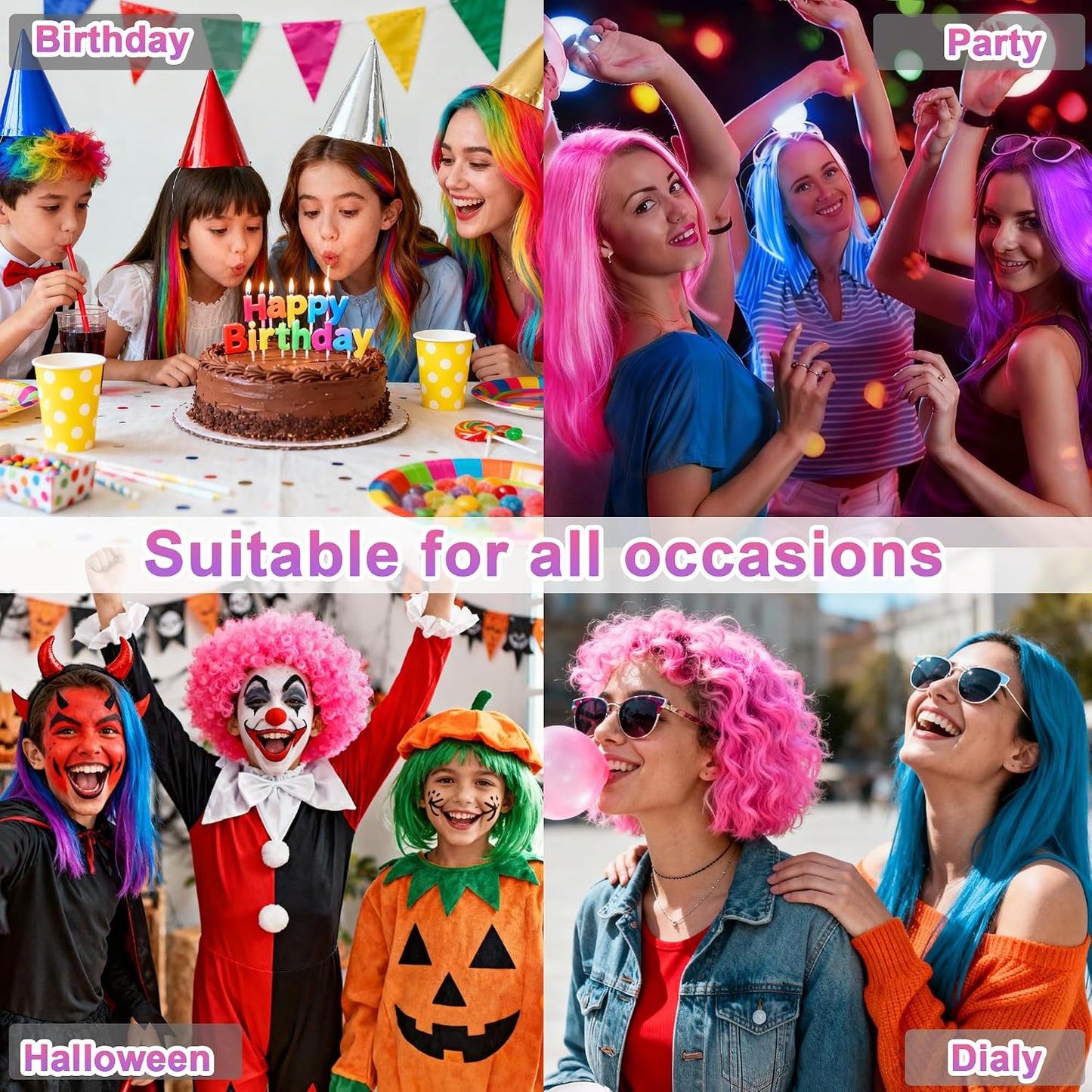 Temporary Hair Chalk - UV Glow Neon Hair Dye Makeup Kit | 8 Washable Colors for Parties & Cosplay