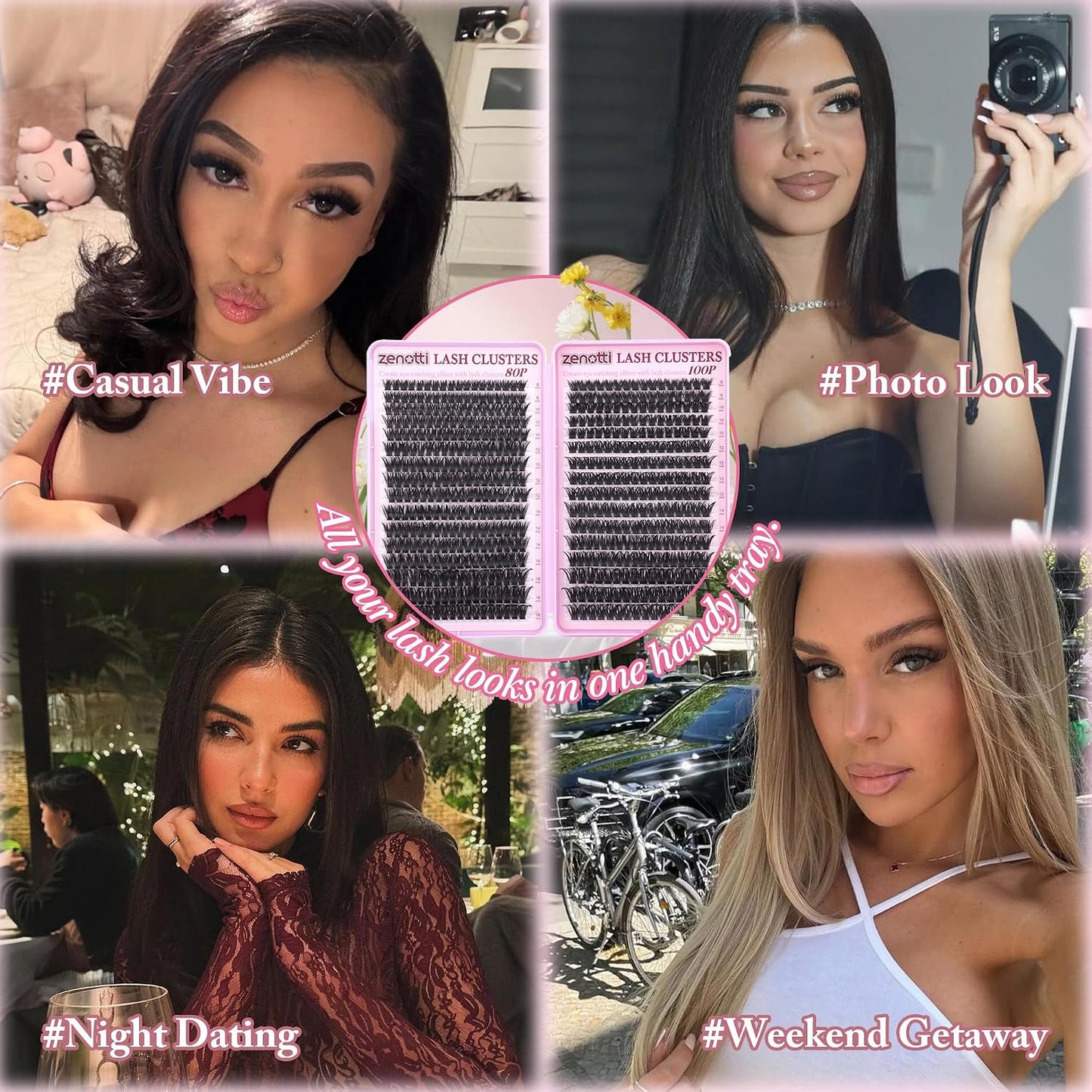 Eyelash Clusters - 80D 100D Wispy Fluffy Extensions | 544PCS D Curly 8-16MM Individual Lashes for Beginners