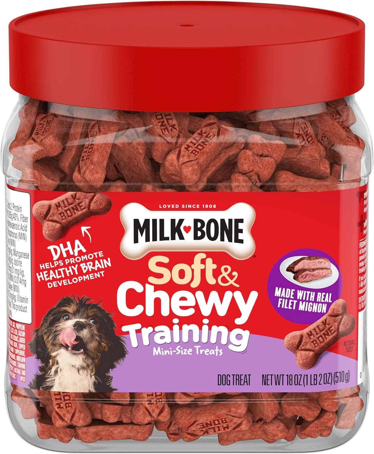 Milk-Bone Soft & Chewy Dog Treats - Real Beef & Filet Mignon Flavor | 25 Ounce Canister