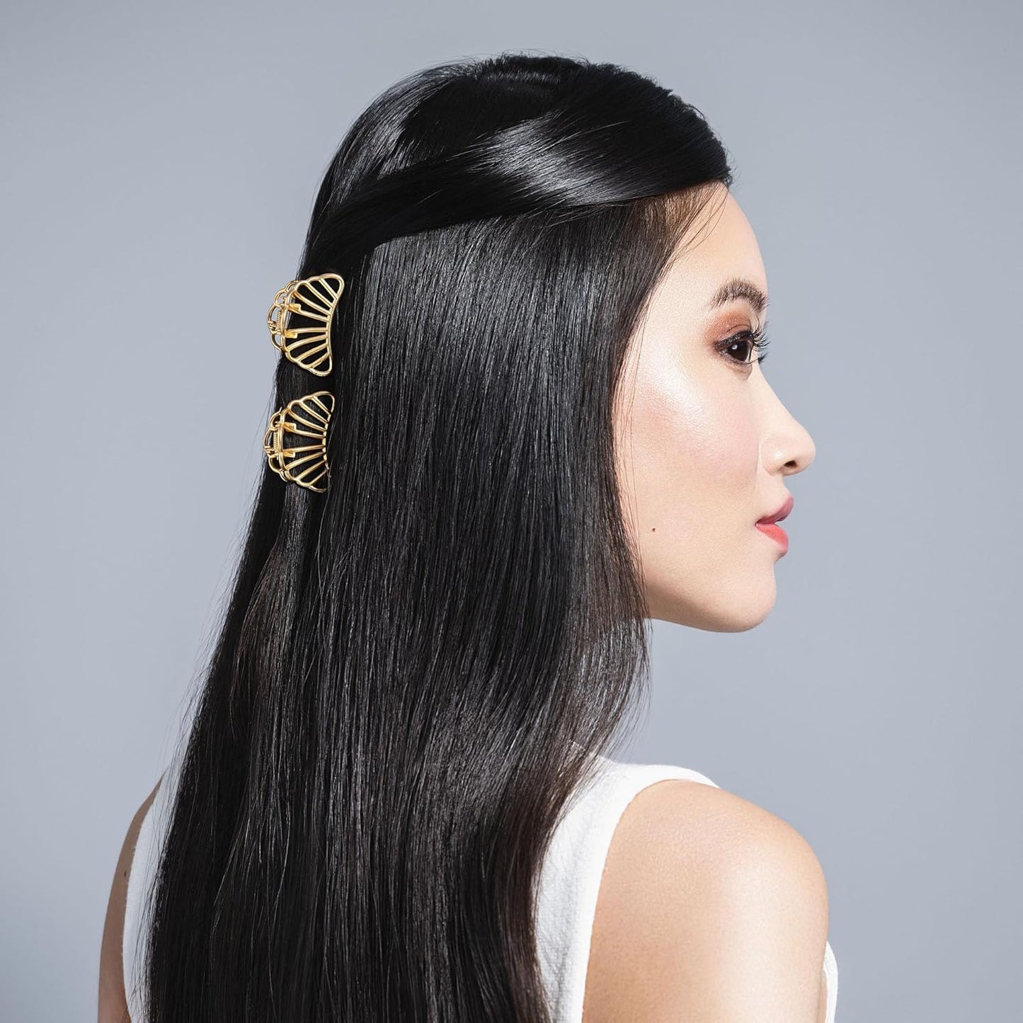 Gilded Mermaid Shell Claw Clips Set - Elegant Hair Accessories for All Hair Types