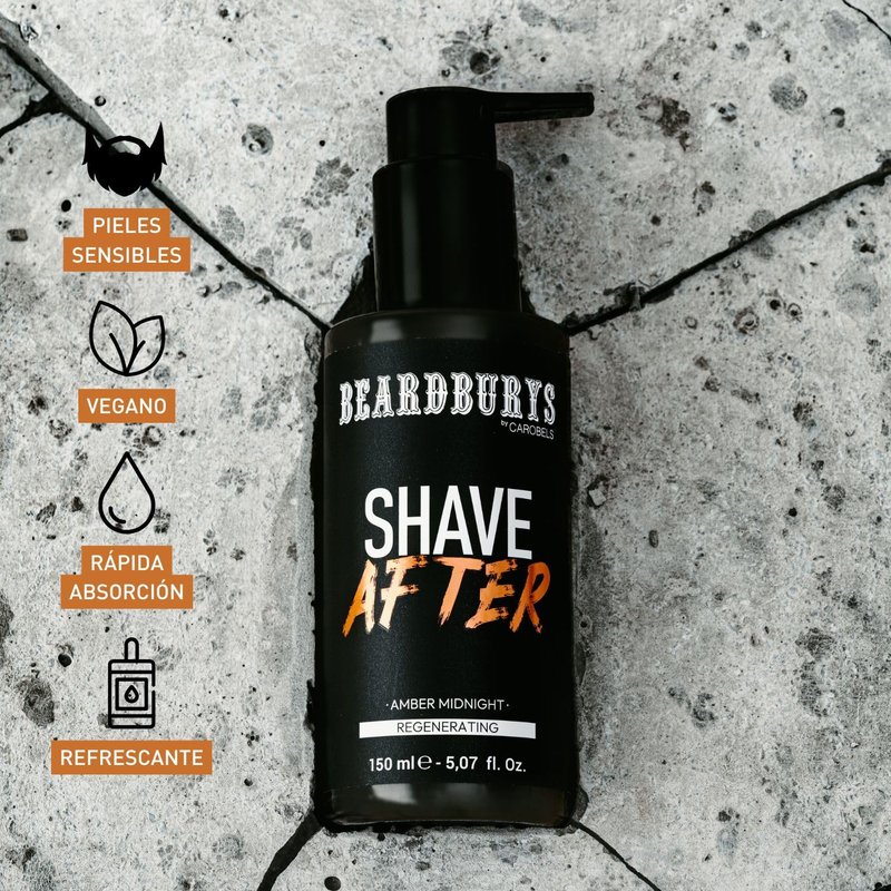 Beardburys After Shave Balm for Men, Soothing, Hydrating & Regenerating Cream with Shea Butter, Aloe Vera & Vitamin E, Sensitive Skin Care, Post-Shave Relief, Vegan, Amber Midnight Fragrance 150ml