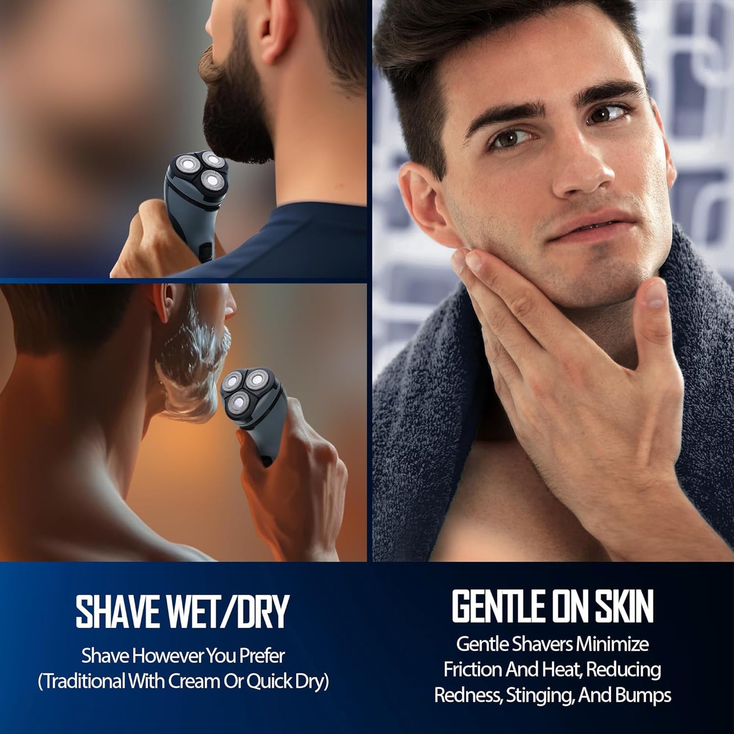 Barbasol Rotary Shaver - Rechargeable Electric Razor with Stainless Steel Blades | Pop-Up Trimmer, 45 Min Run-Time