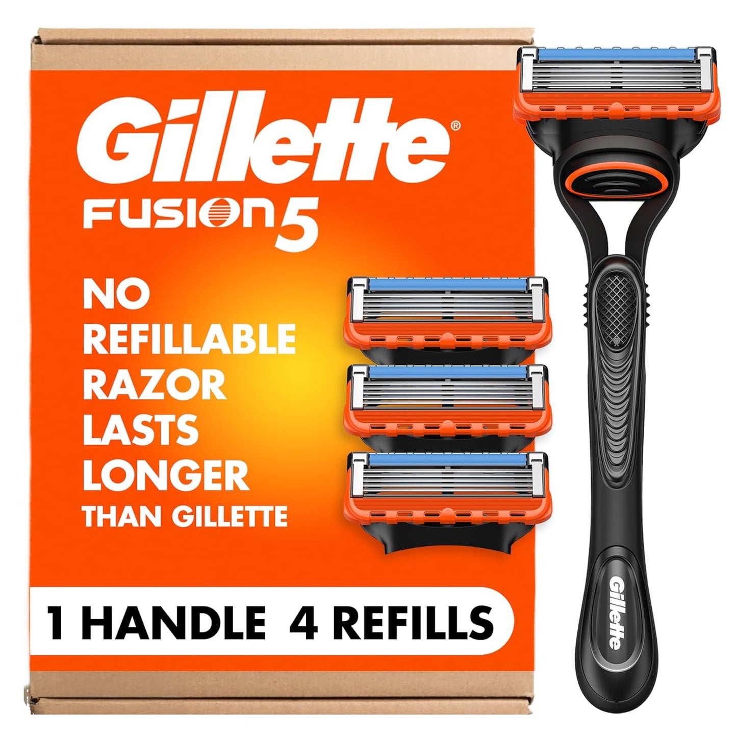 Gillette Fusion5 Men's Razors - 1 Razor & 4 Blade Refills | Lubrastrip for Comfort