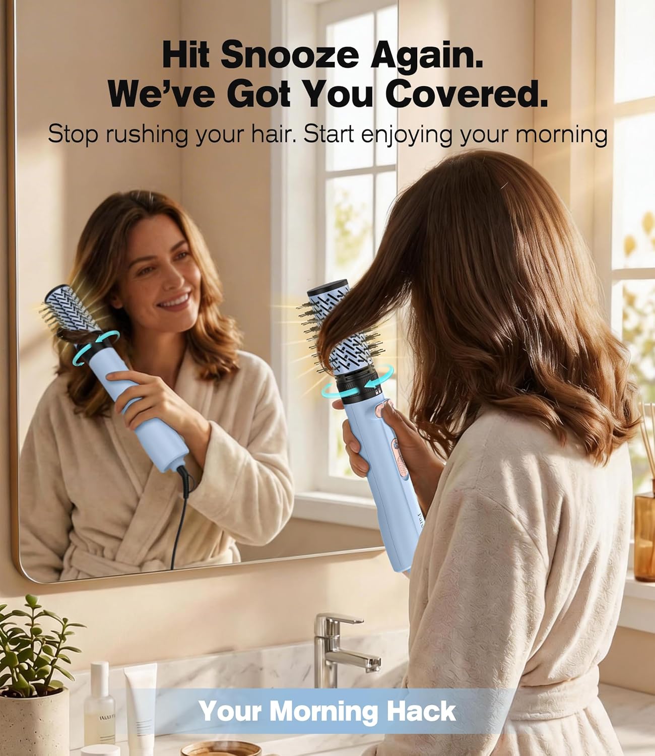 Farery Rotating Hot Air Brush Set - 1000W 4-in-1 Volumizer & Blow Dryer for Fine to Medium-Thick Hair | Smooth, Curl & Style