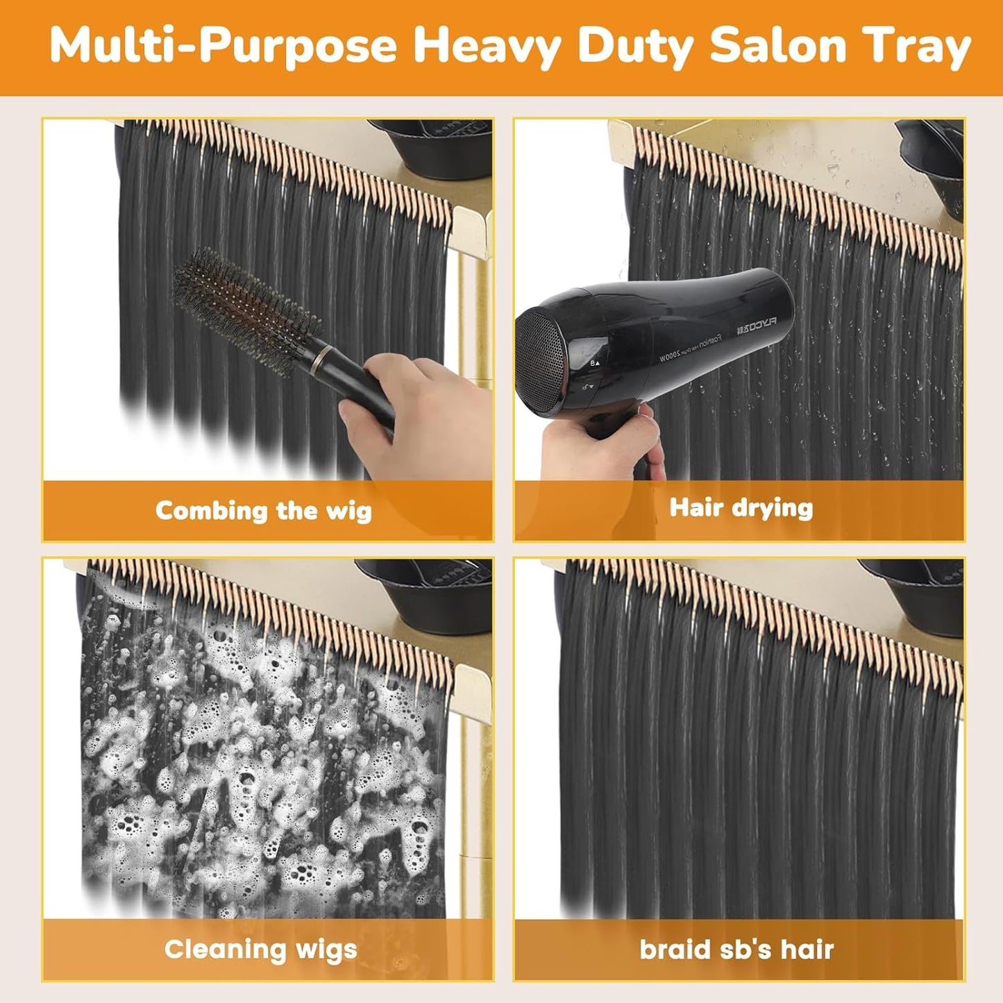 Multi-Function Salon Tray - Rolling Hair Cart with Storage & Separator Stand | Gold Finish