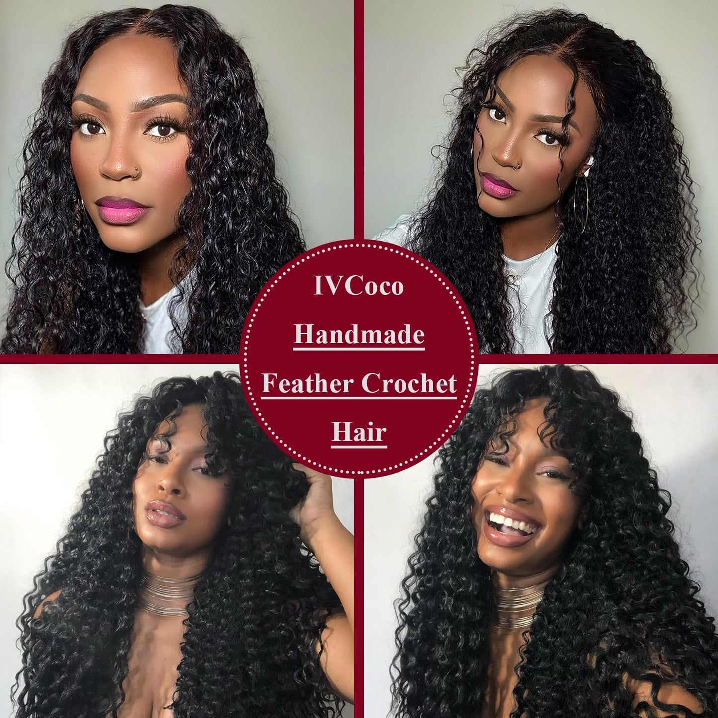 Human Crochet Hair - 18 Inch Deep Wave Bundles for Black Women | 50g Pre-Separated Extensions, Natural Black