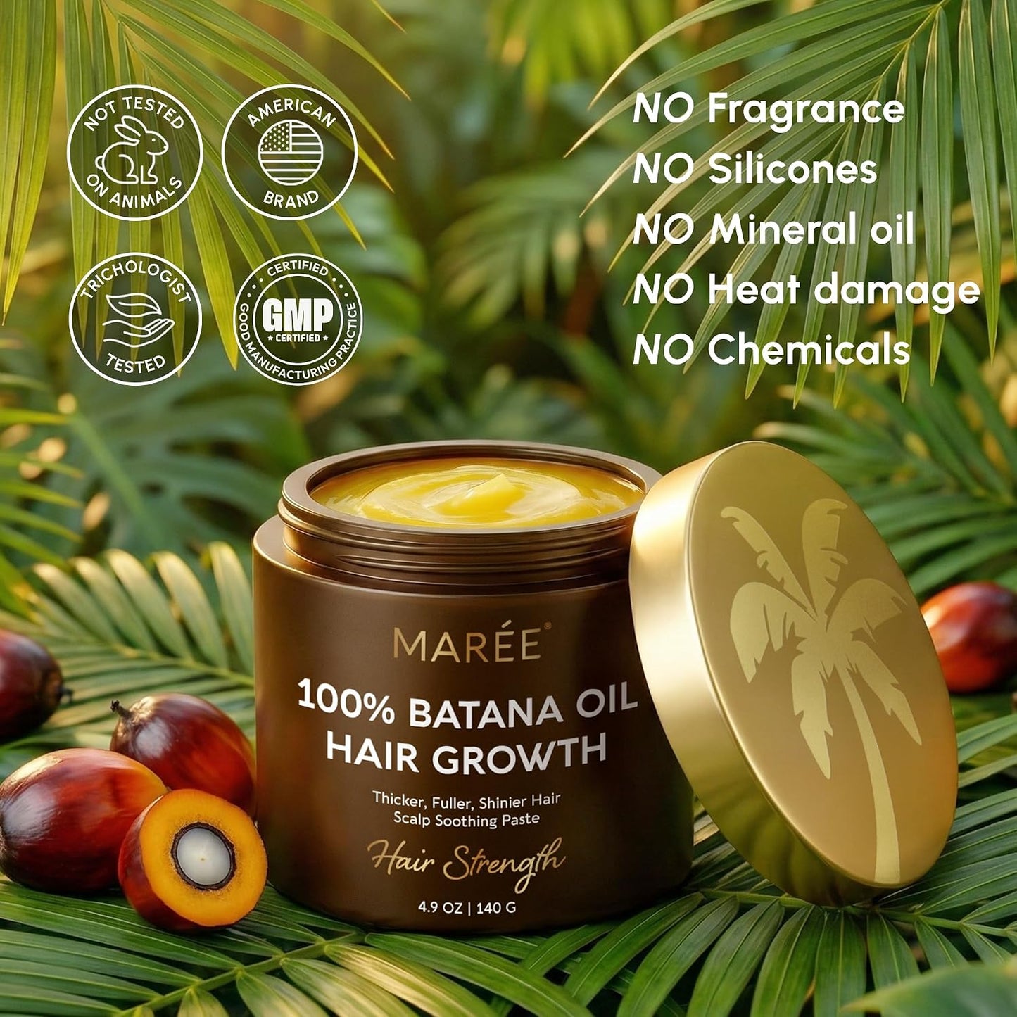 Batana Oil for Hair Growth - 100% Natural Raw Oil Paste | Density & Thickness for Women & Men