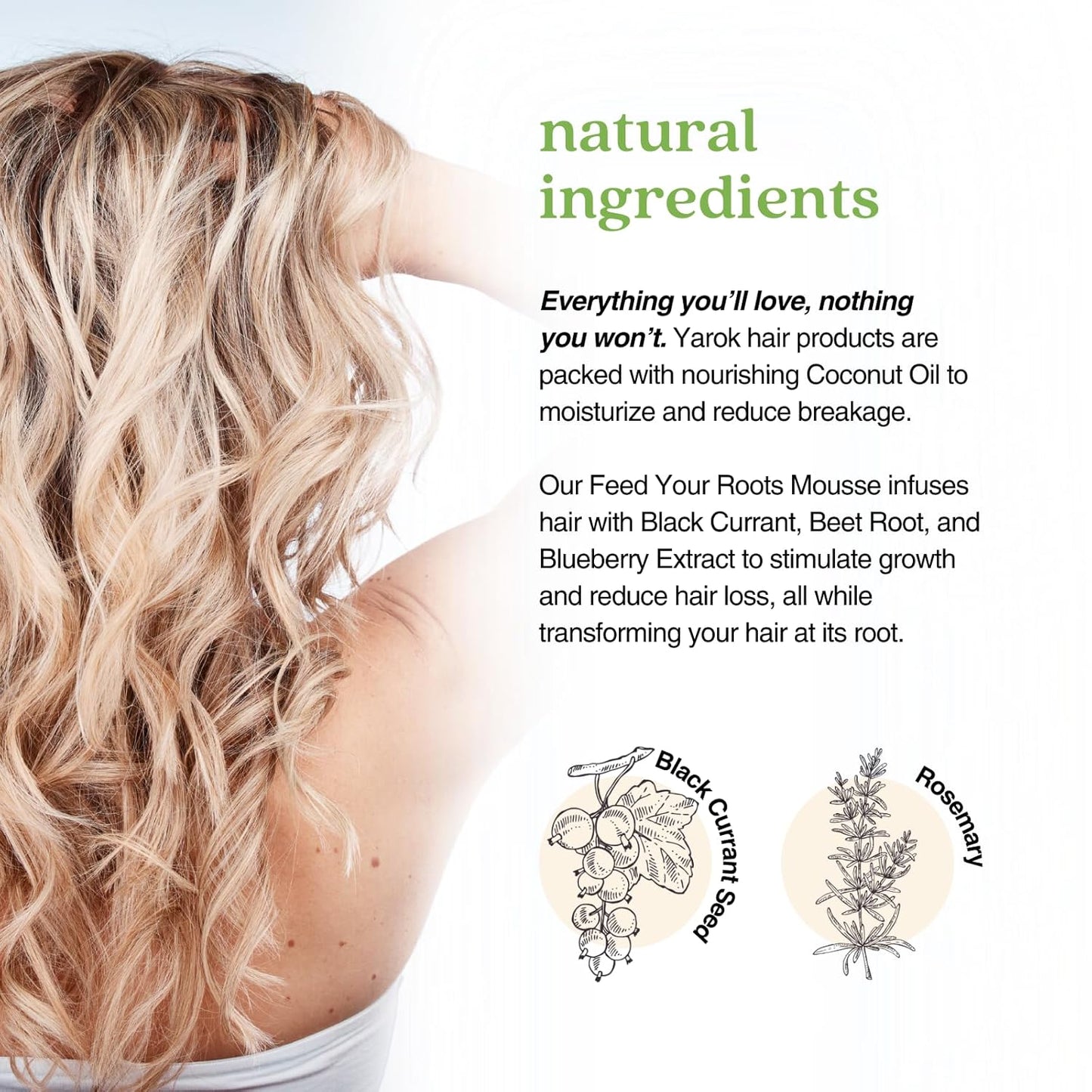 Yarok Feed Your Roots Mousse - Volumizing Curl Enhancer | Non-Sticky, Vegan Formula - 8oz