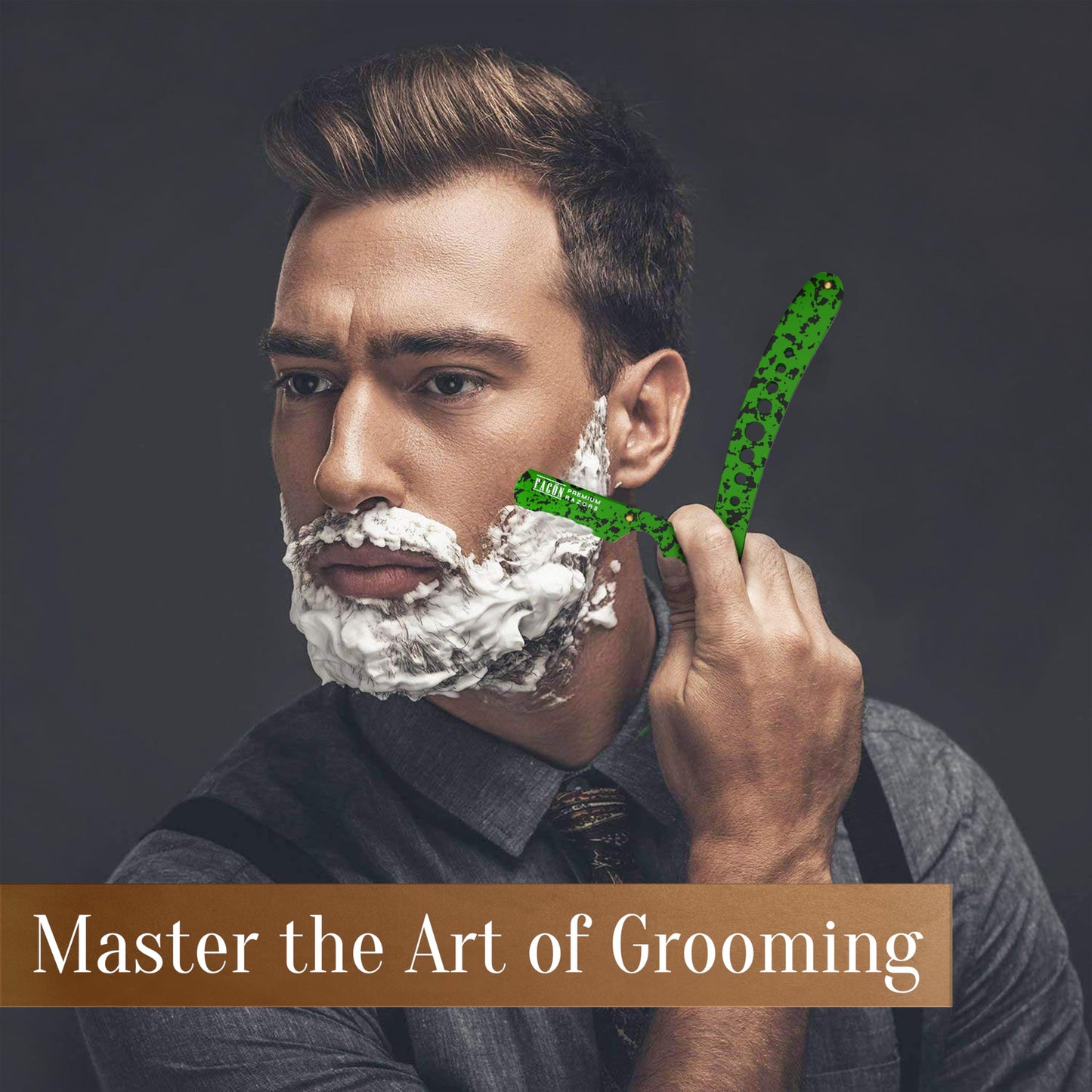 Facón Straight Razors for Men - Professional Barber Straight Edge Razor Kit with 100 Blades, Classic Stainless Steel Barbero Shaver for a Smooth & Precise Shave, Premium Barber Razor for Men's Shaving