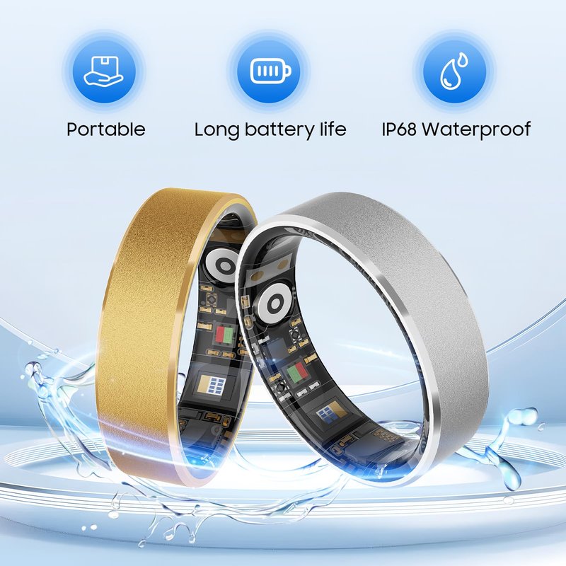 prxxhri Smart Health Ring, Featuring Stress and Sleep Monitoring Functions, Compatible with iOS and Android,Waterproof Fitness Tracker for Women & Men, No Subscription Fee. (Rose Gold, 8)