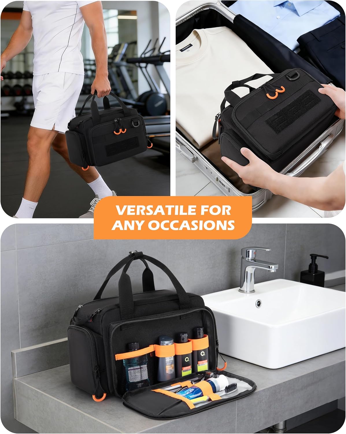 Tactical Travel Toiletry Bag - Extra Large Dopp Kit Organizer for Men | Dual Zipper Design, Black