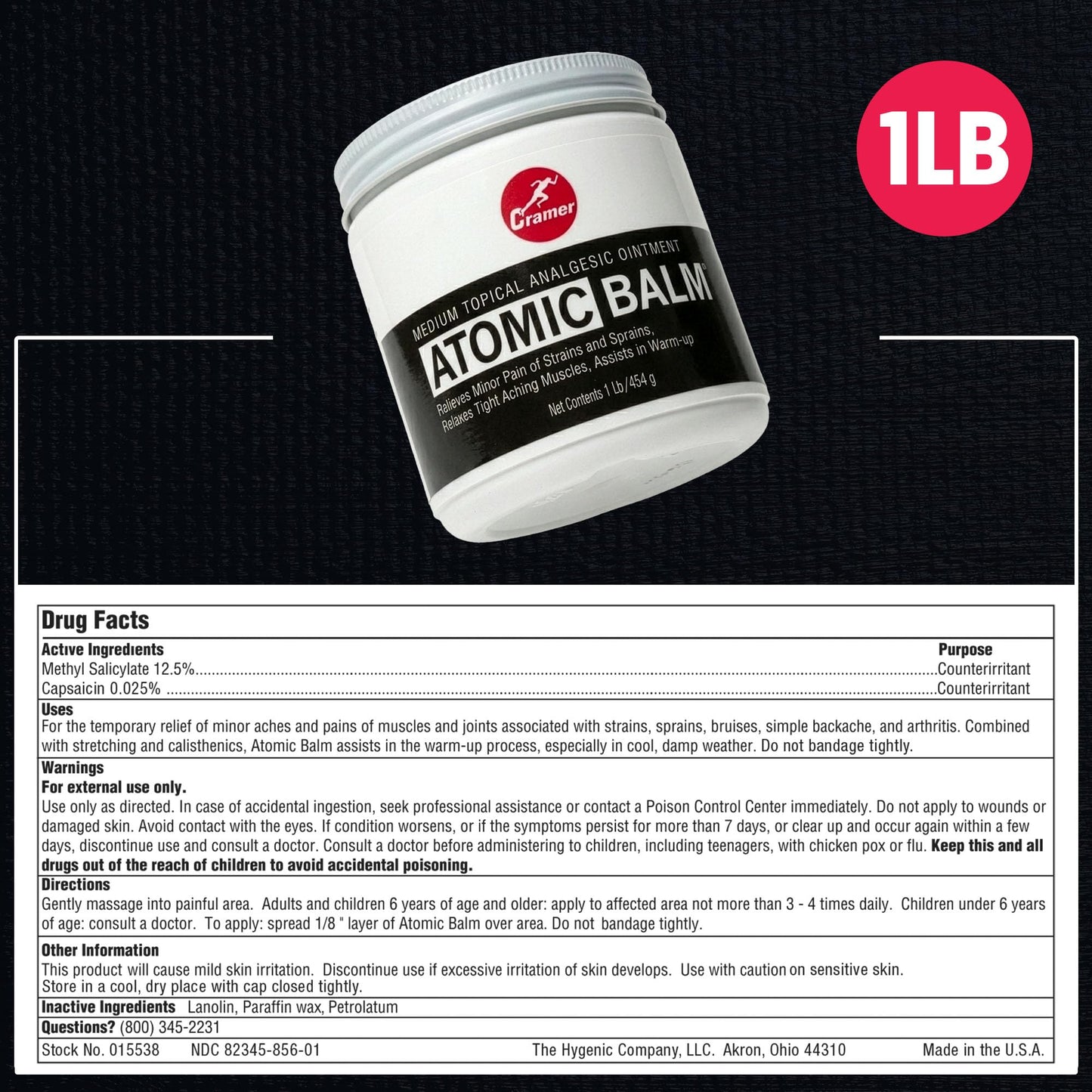 Cramer Atomic Balm, Medium Strength Warming Pain Reliever for Relieving Minor Pain From Strains & Sprains, Relaxing Tight Muscles, & Assisting in Warm-Up for Athletes, Relieve Joint & Arthritis Pain