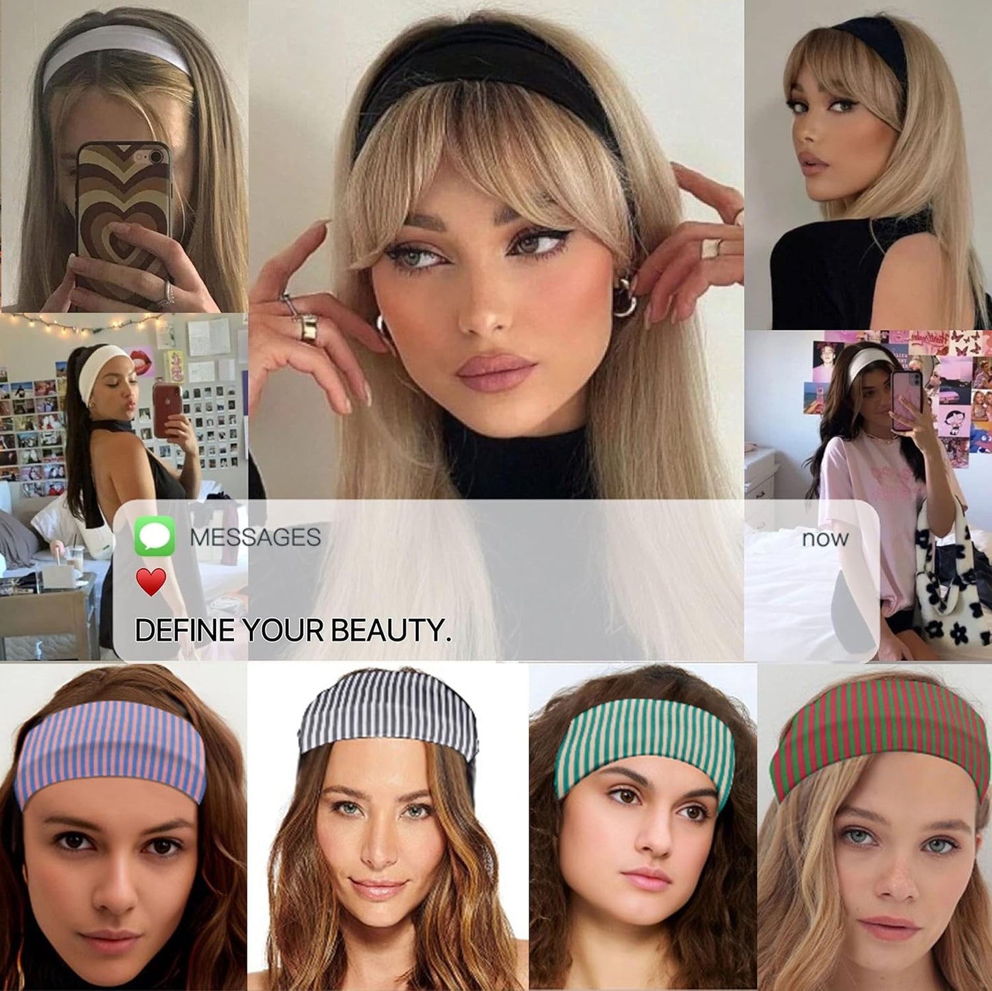 4 Pcs Striped Headbands for Women - Workout & Yoga Hair Bands | Stylish Hair Accessories