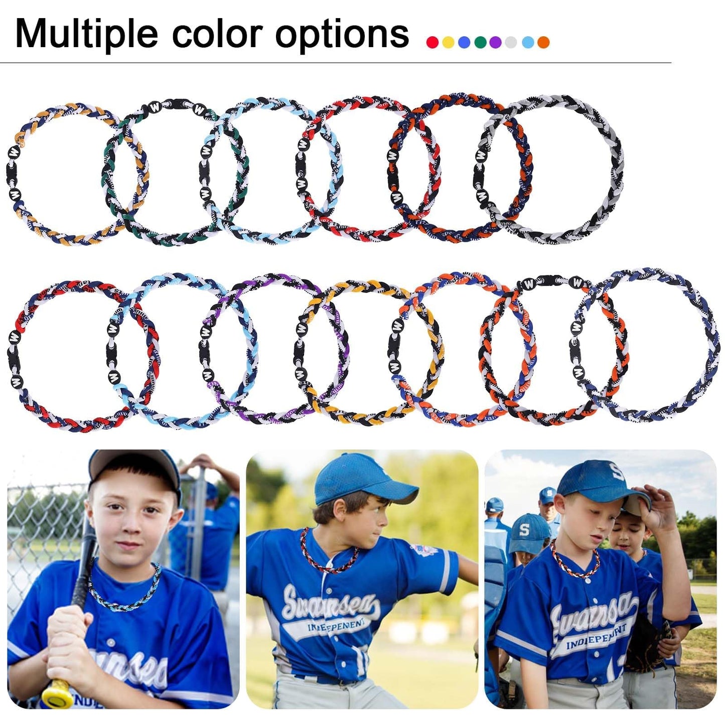 Willtok Premium 18inch Baseball Necklace w/Nylon Tri-Braided Rope Tornado Design