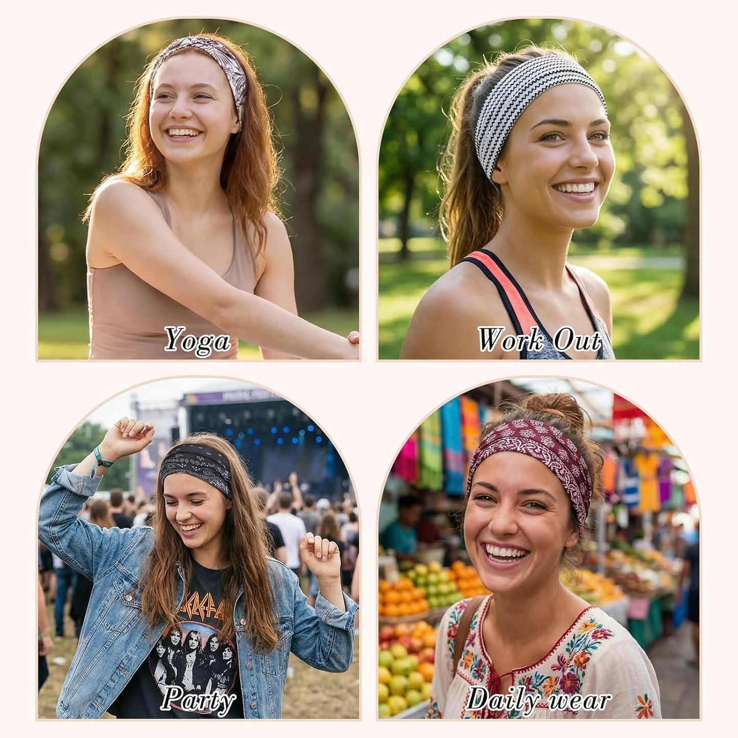 Needbrock Boho Headbands for Women - 8 Pcs Non-Slip Knotted Hair Bands | Soft Stretchy Cloth for Yoga & Daily Wear