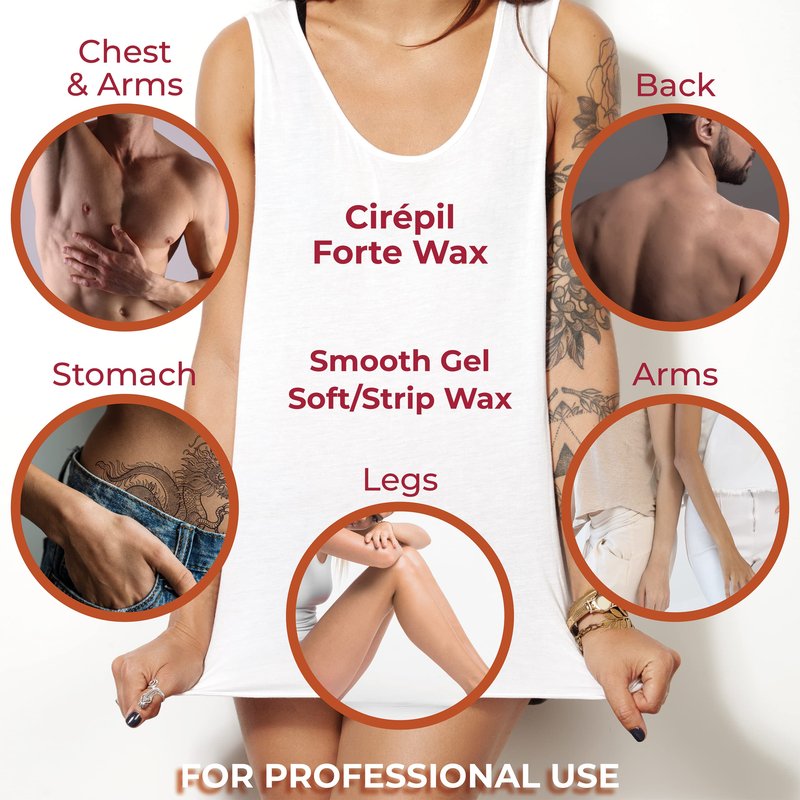 Cirepil - Forte - 400g / 14.11 oz Soft Wax Tin - Strong Strip Wax for Coarse & Resistant Hair - Classic Honey Texture - Effective for Men & Women Body Waxing