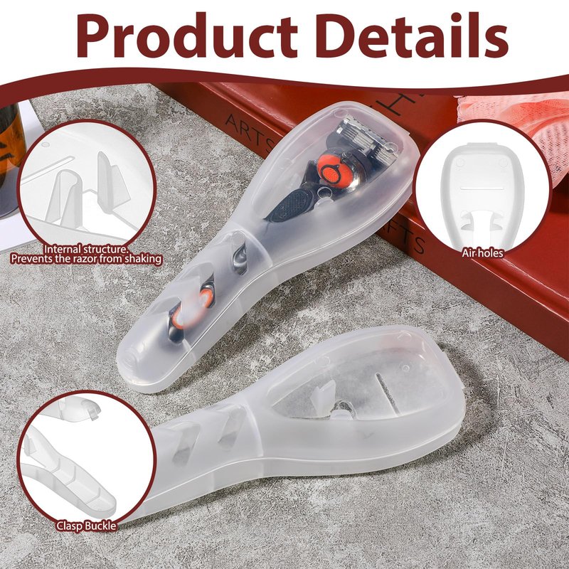 Tweruna 2 PCS Clear Razor Travel Case, Portable Transparent Manual Razor Cover, Universal Shaver Holder, PVC Material, Men's Travel Accessory