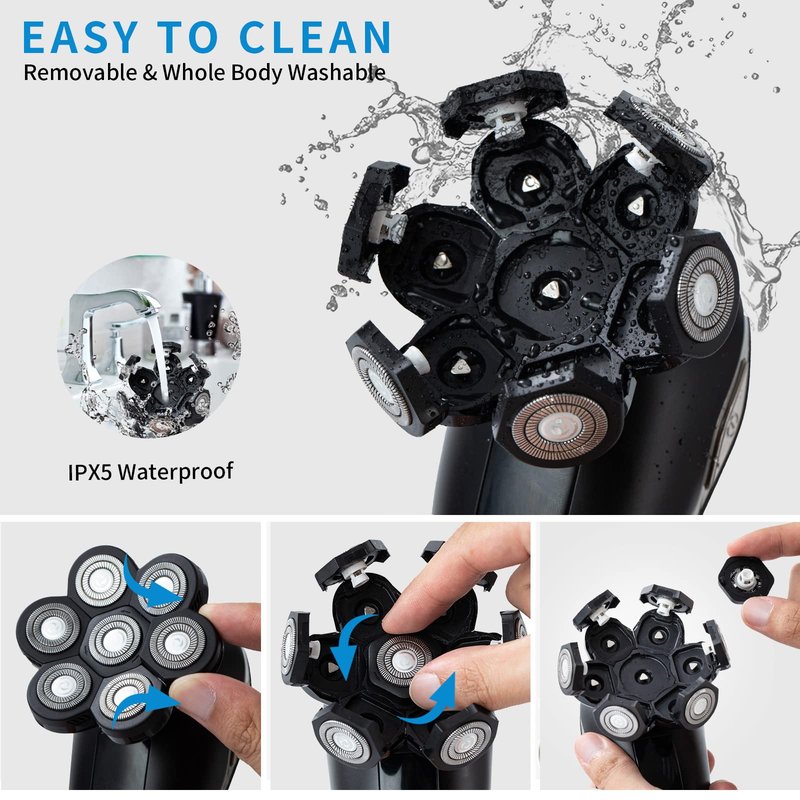 Head Shavers for Bald Men,Head Razors for Bald Men,Bald Head Shavers for Men, Electric Razor for Men，Electric shavers for Men (8black)