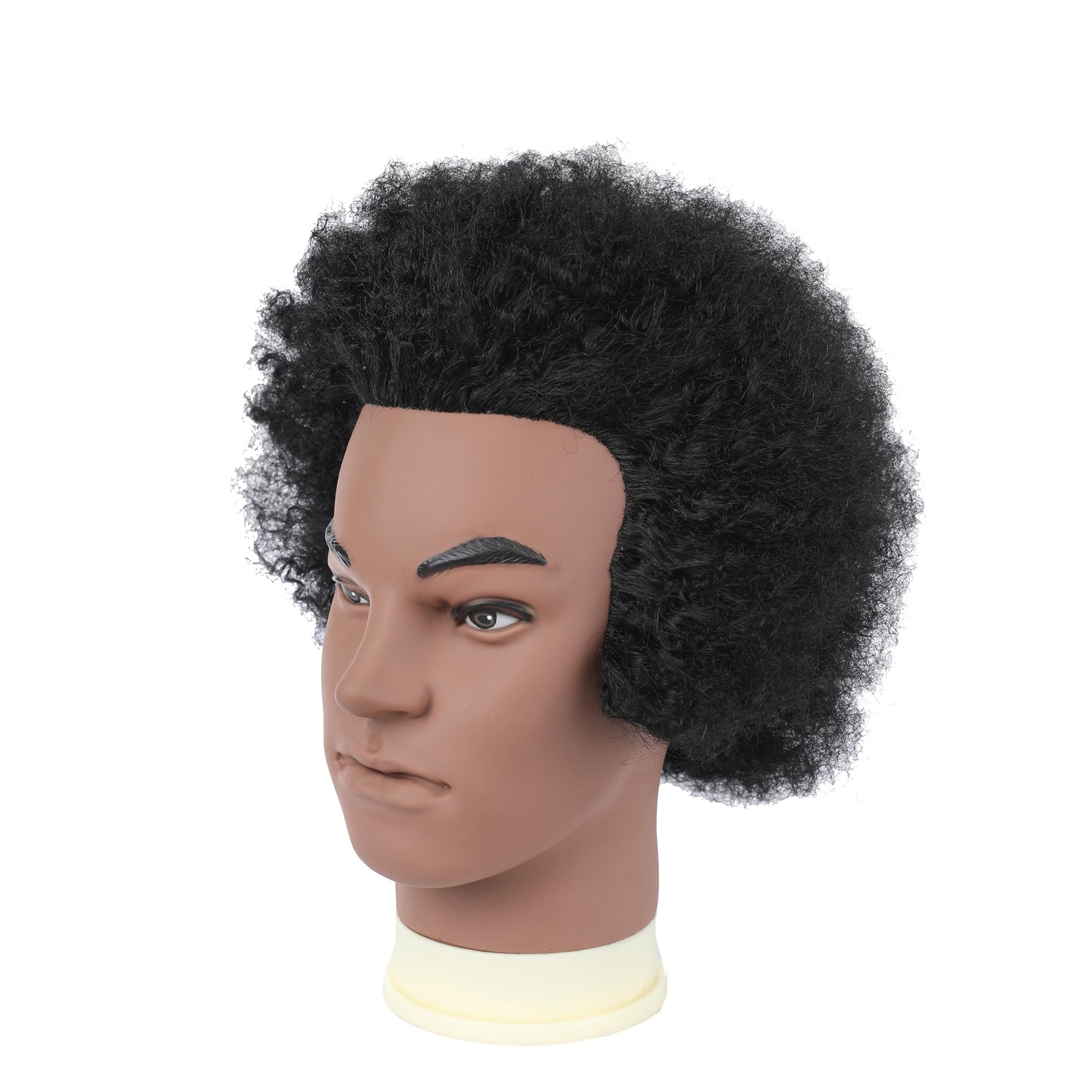 Stancia 6’’ Afro Male Mannequin Head,100% Human Hair Mannequin Head Styling Heads, Manikin Head for Practice Styling Cornrow Braiding with Clamp Stand