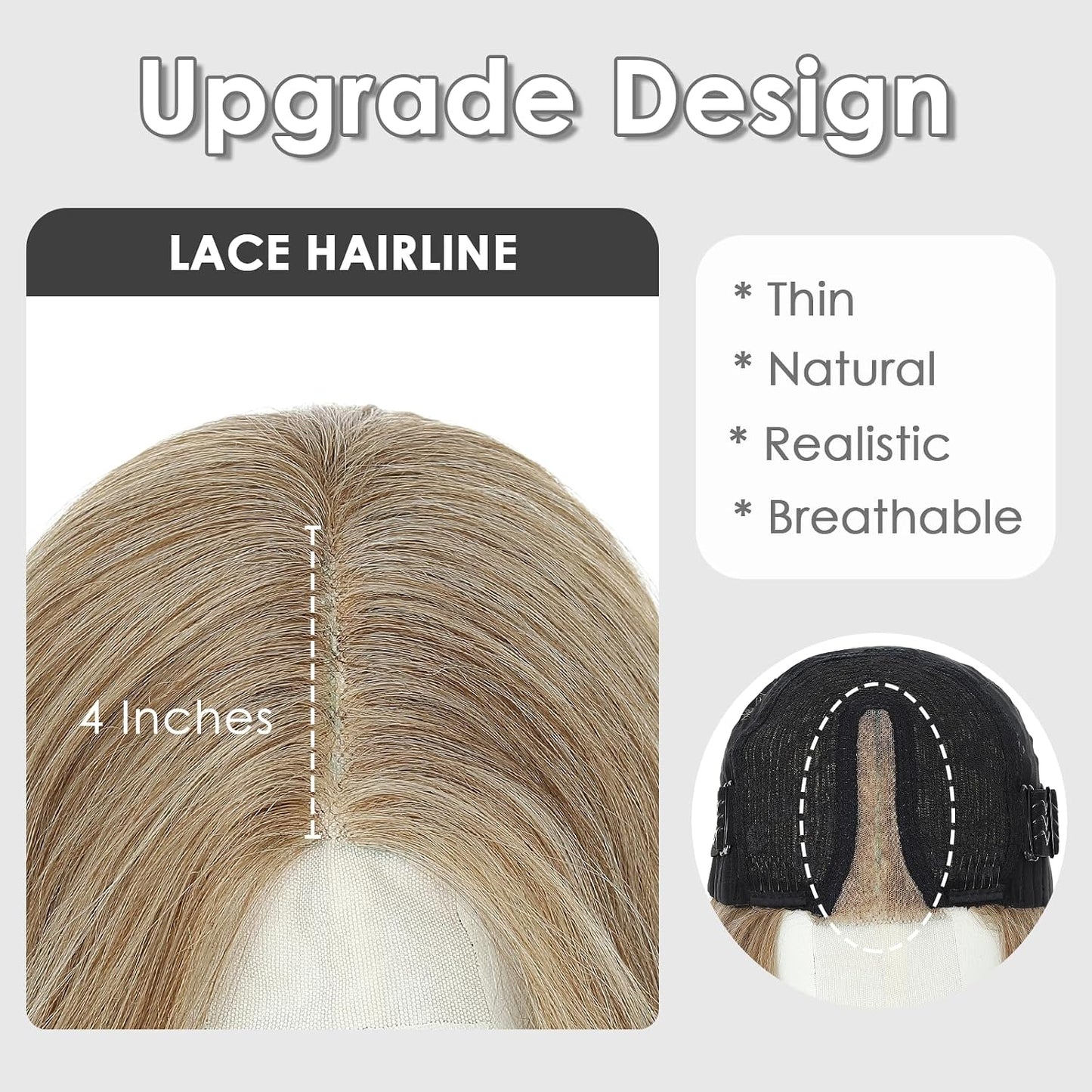 Ombre Blonde Wigs for Women - 26 Inch Long Wavy Synthetic Lace Front Wig | Heat Resistant for Daily & Party Wear