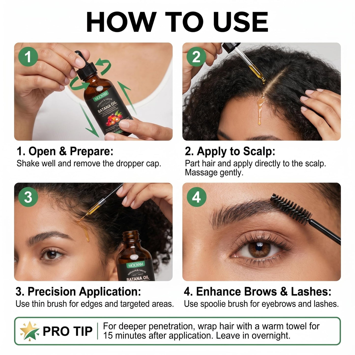 Batana Oil for Hair Growth – 100% Pure & Natural Cold Pressed Honduran Batana Oil, Stimulates Hair Growth, Strengthens Hair, Repairs Split Ends & Damaged Hair, All Hair Types, 2.02 fl oz (60ml)