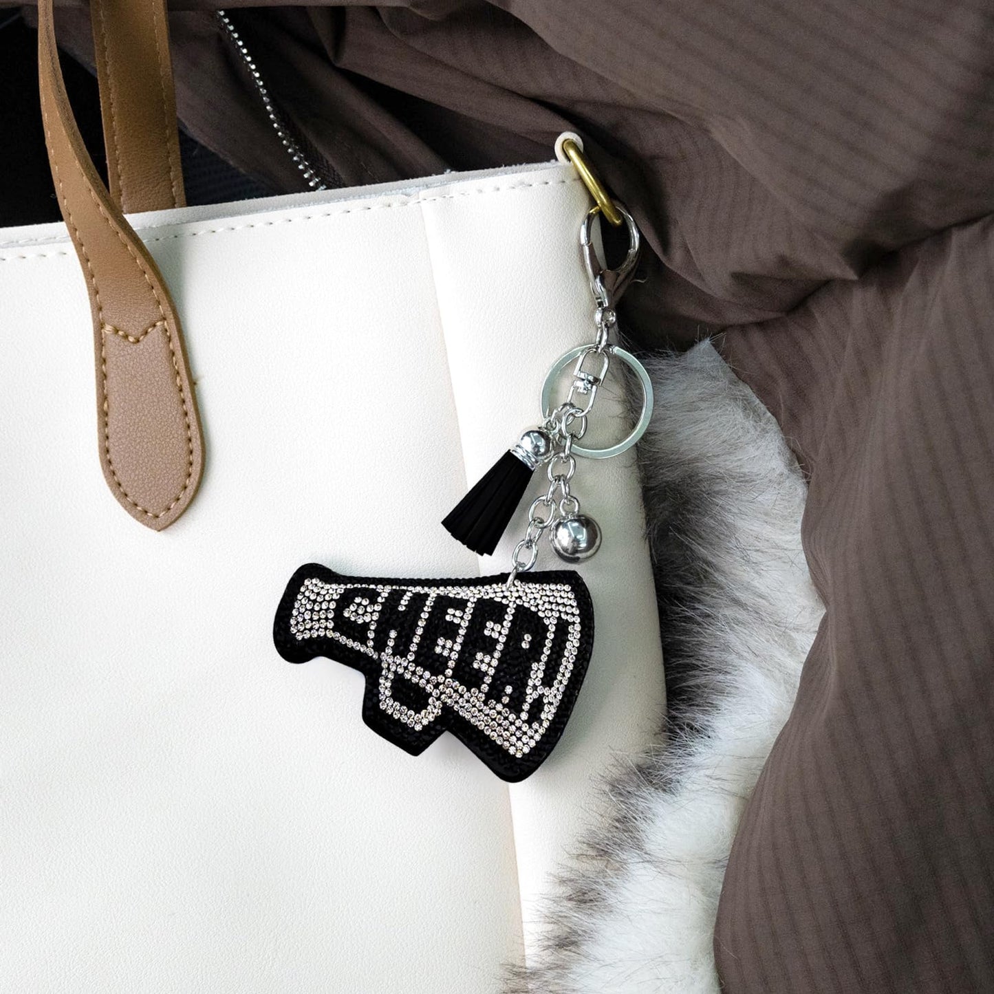 Cheer Keychain Bling Cheerleading Gift Bag Charms for Purse Handbags Backpacks Rhinestone Accessories for Women