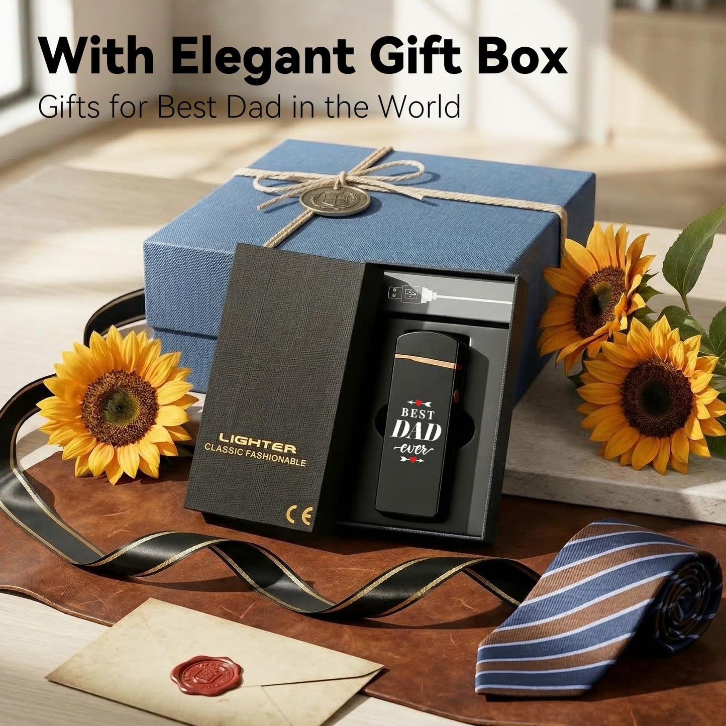 Coquimbo Fathers Day Dad Gifts from Daughter Son Wife: Electric Lighter Dad Mens Birthday Gifts, Rechargeable Windproof Flameless Dual Arc Plasma Lighters