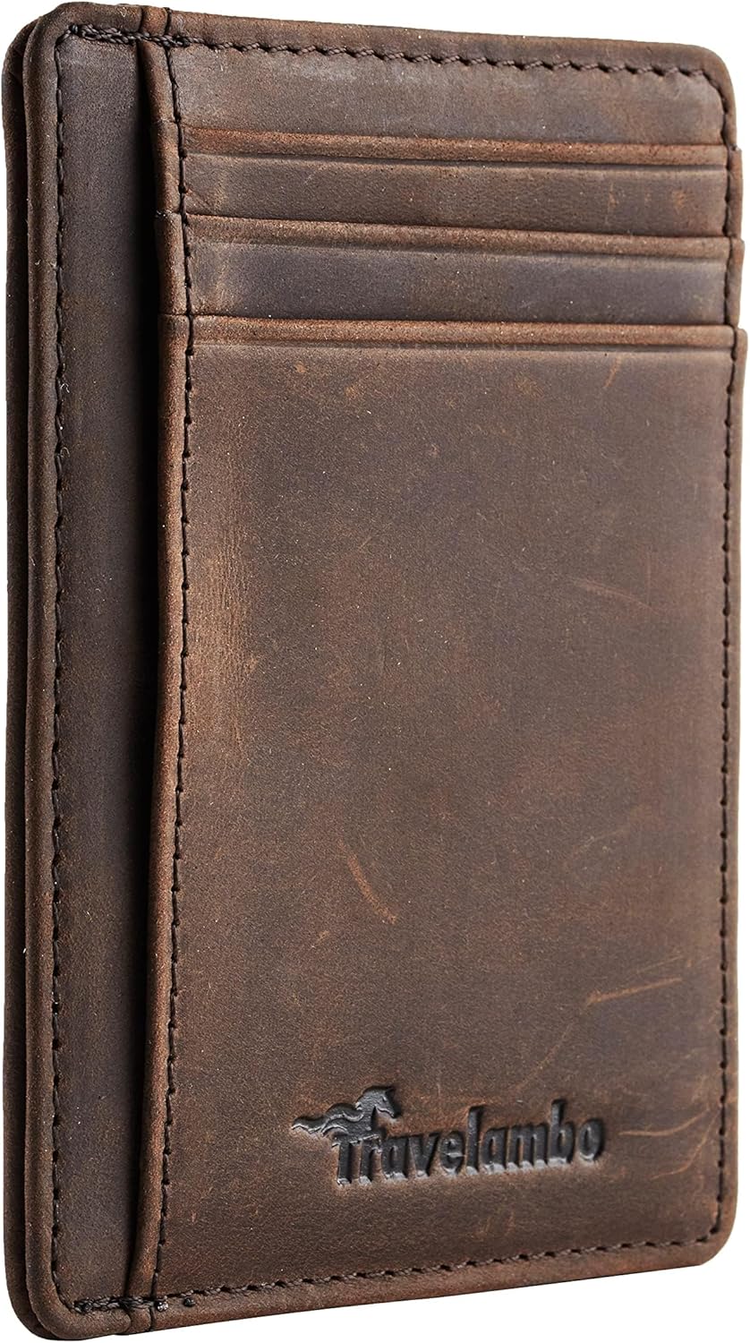 Minimalist Leather RFID Blocking Slim Wallet - Medium Size for Front Pocket Use
