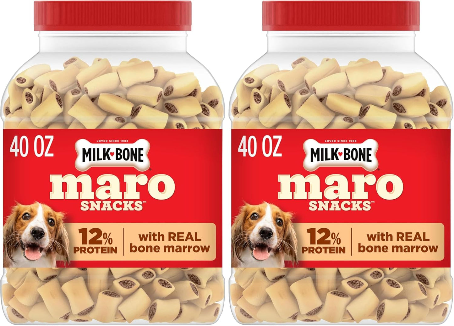 Milk-Bone MaroSnacks Small Dog Treats - Real Bone Marrow, 40 Oz Canister | Delicious & Nutritious