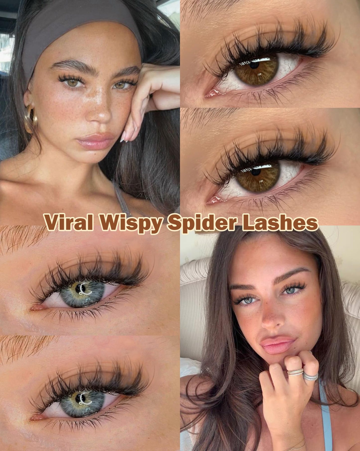 Wispy Spider Lash Clusters, Natural Breeze Eyelash Clusters CD Curly Lashes Cluster 8-16mm Spider Cluster Eyelash Extensions Reusable Venus Individual Lashes for Beginners DIY at Home by Vanssymunlin