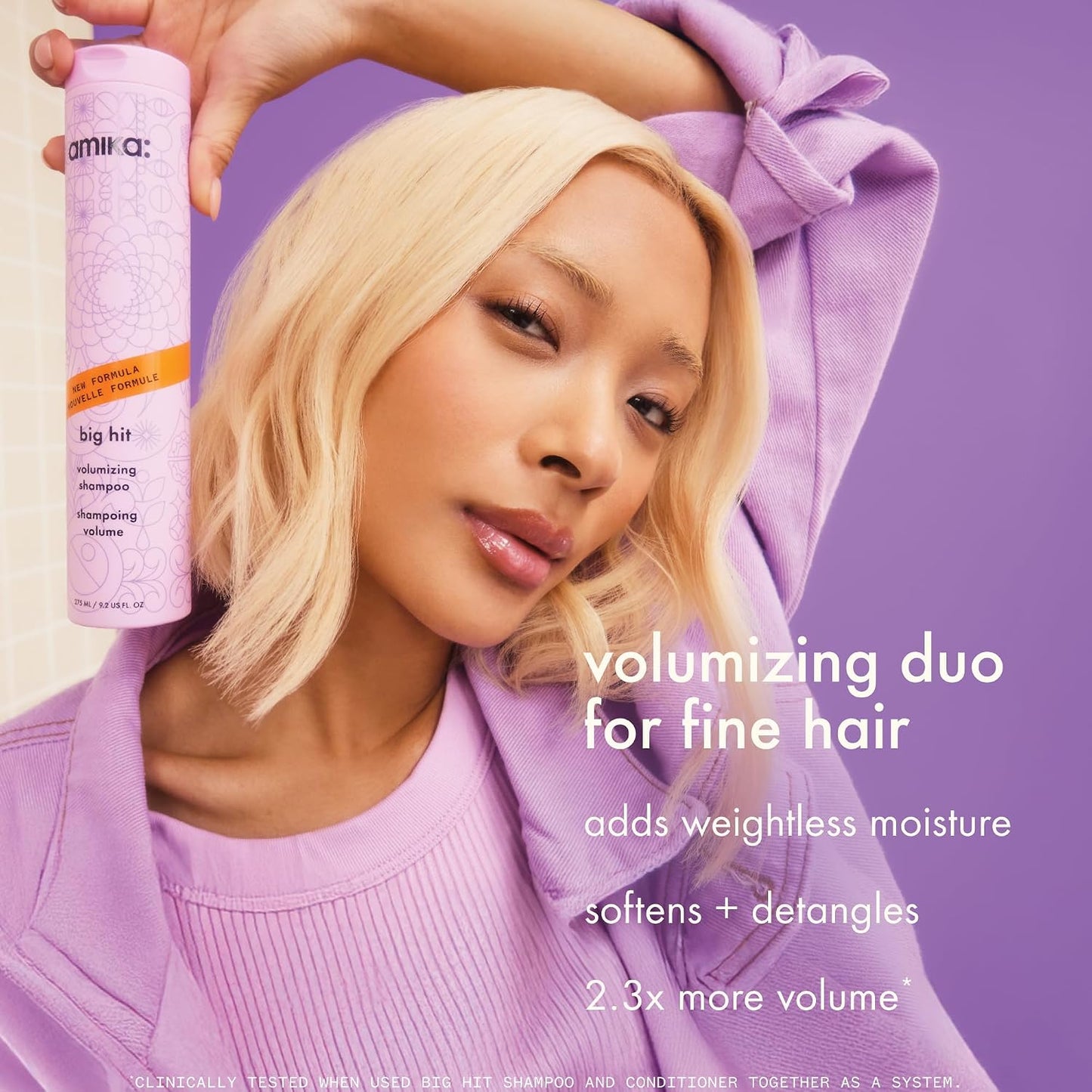 Amika Big Hit Volumizing Shampoo - Boosts Hair Volume & Body | 10.1 Fl Oz
