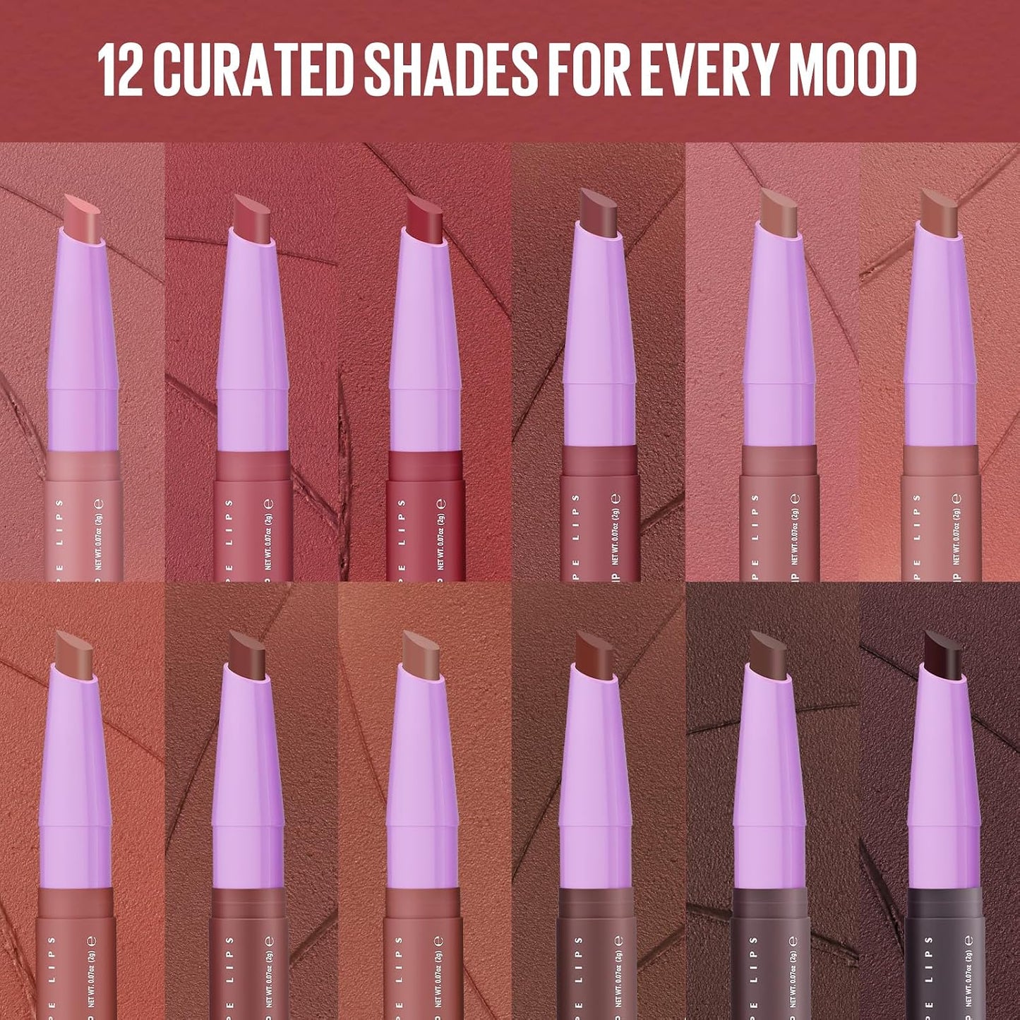 Langmanni Velvet Matte Lipstick Set - 8Pcs 2-in-1 Lip Liner & Full-Size Lipstick | Unique Teardrop Shape Gift for Women