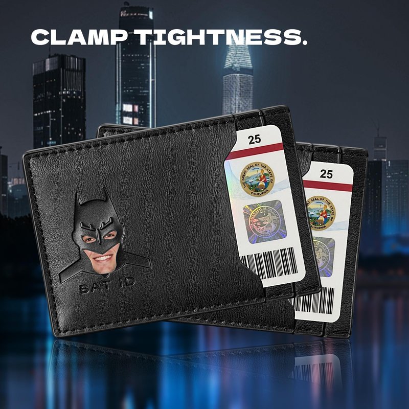 AMARONE Leather Bat Wallet, Superhero Card Holder with Multiple Card Slots, Face Eyes Cutout Card Holder, Personalized ID Wallet