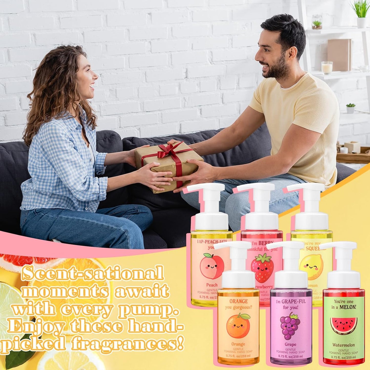 Funny Fruit Foaming Hand Soap - Moisturizing Liquid Foam | 6 Pack, 8.75 Fl Oz - Perfect Gift for Teachers & Nurses