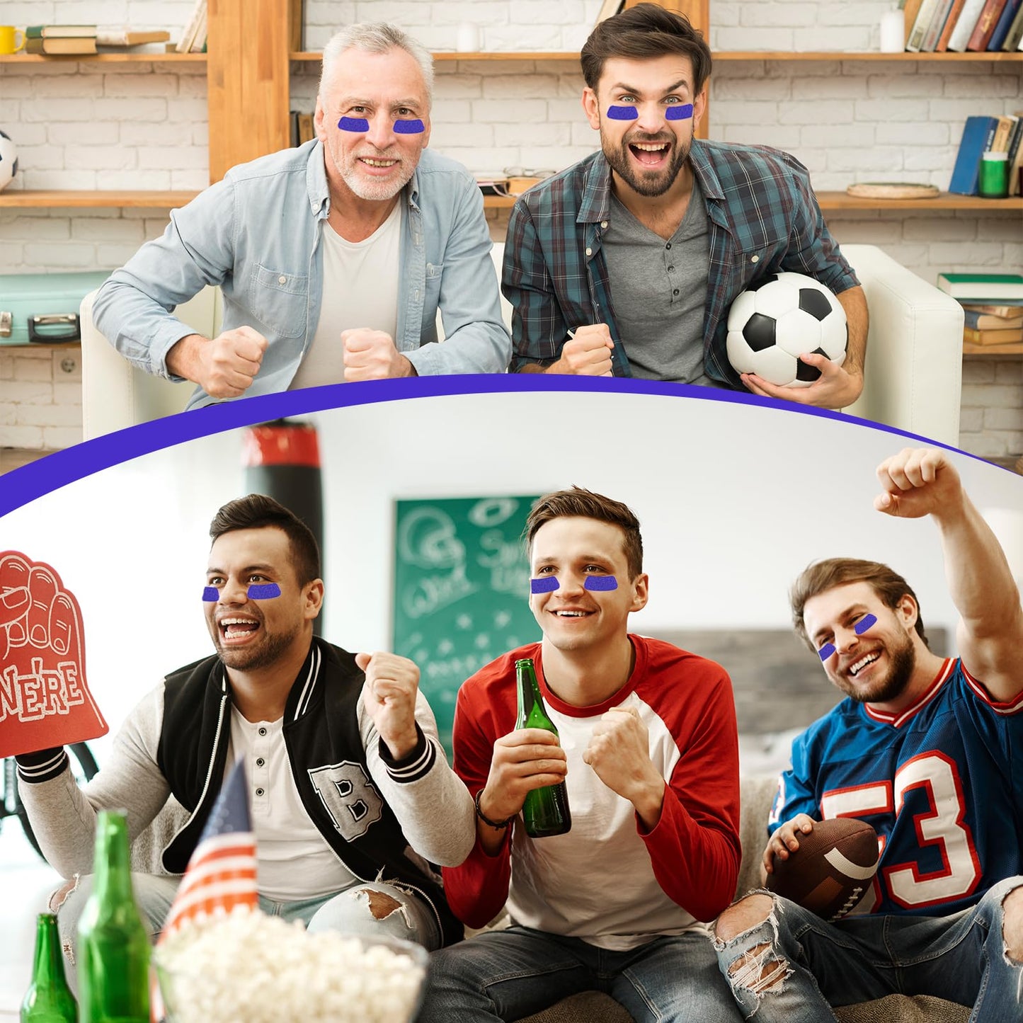 120 Pcs Purple Eye Black Stickers for Kids Glitter Eye Strips Football Eye Stickers Adhesive Softball EyeBlack Sticker for Football, Baseball, Softball Sports Occasion (Purple)