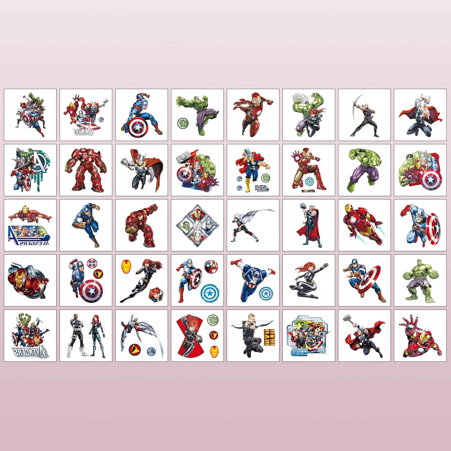Avengers Temporary Tattoos for Kids - 40pcs Birthday Party Favors | Cartoon Stickers for Home Activities