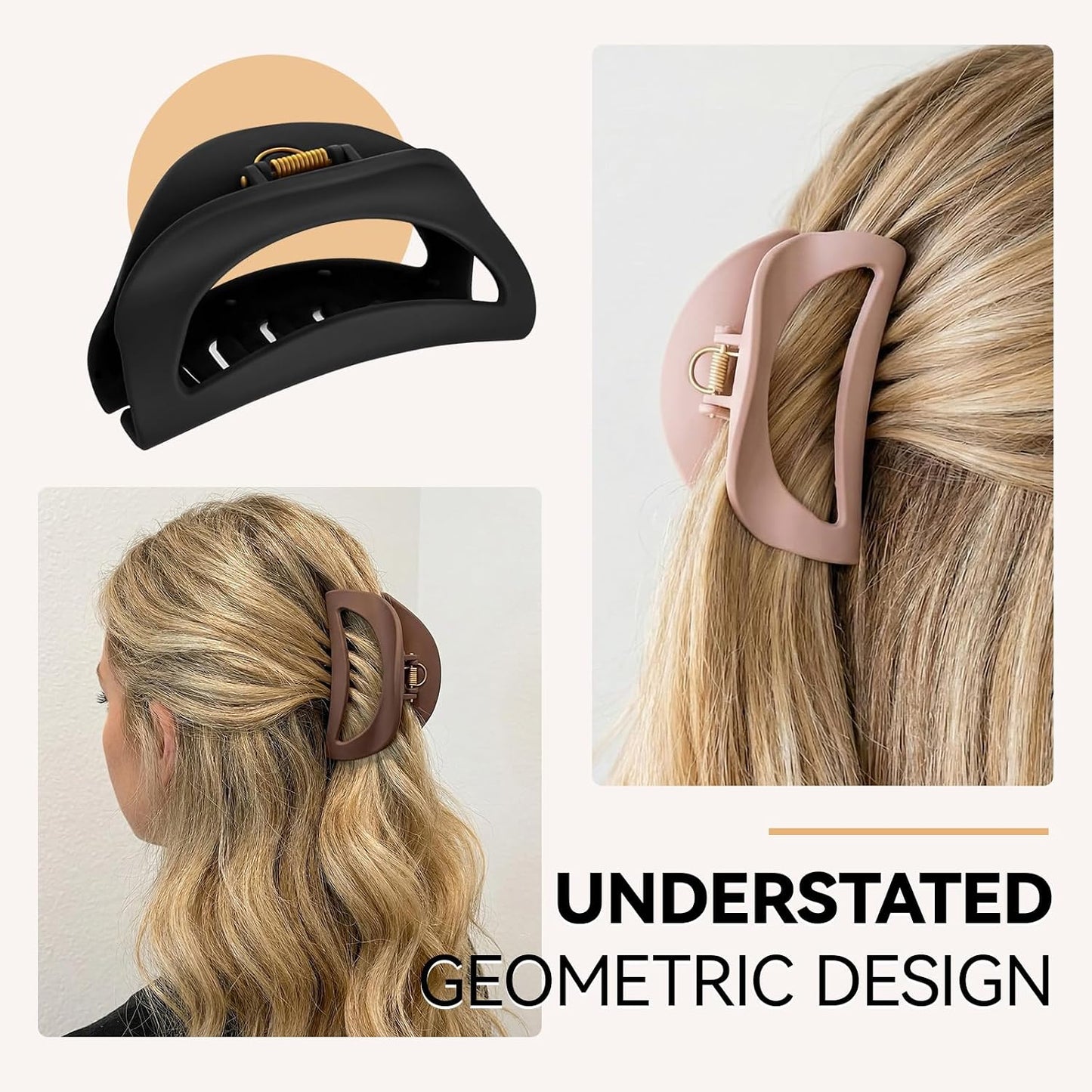 Large Soft Matte Claw Clips - 4Pcs Non-Slip Strong Hold for Thick/Curly Hair | 4.1" Durable Design