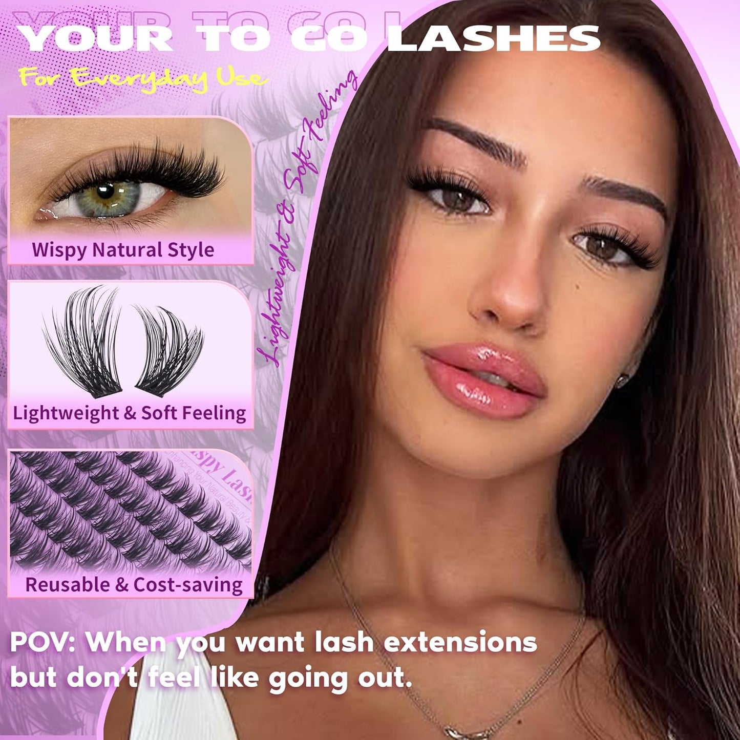 Wispy Lash Clusters - Natural 9-18mm Eyelash Extensions | 192 Pcs CD Curvature Individual Lashes for DIY Application