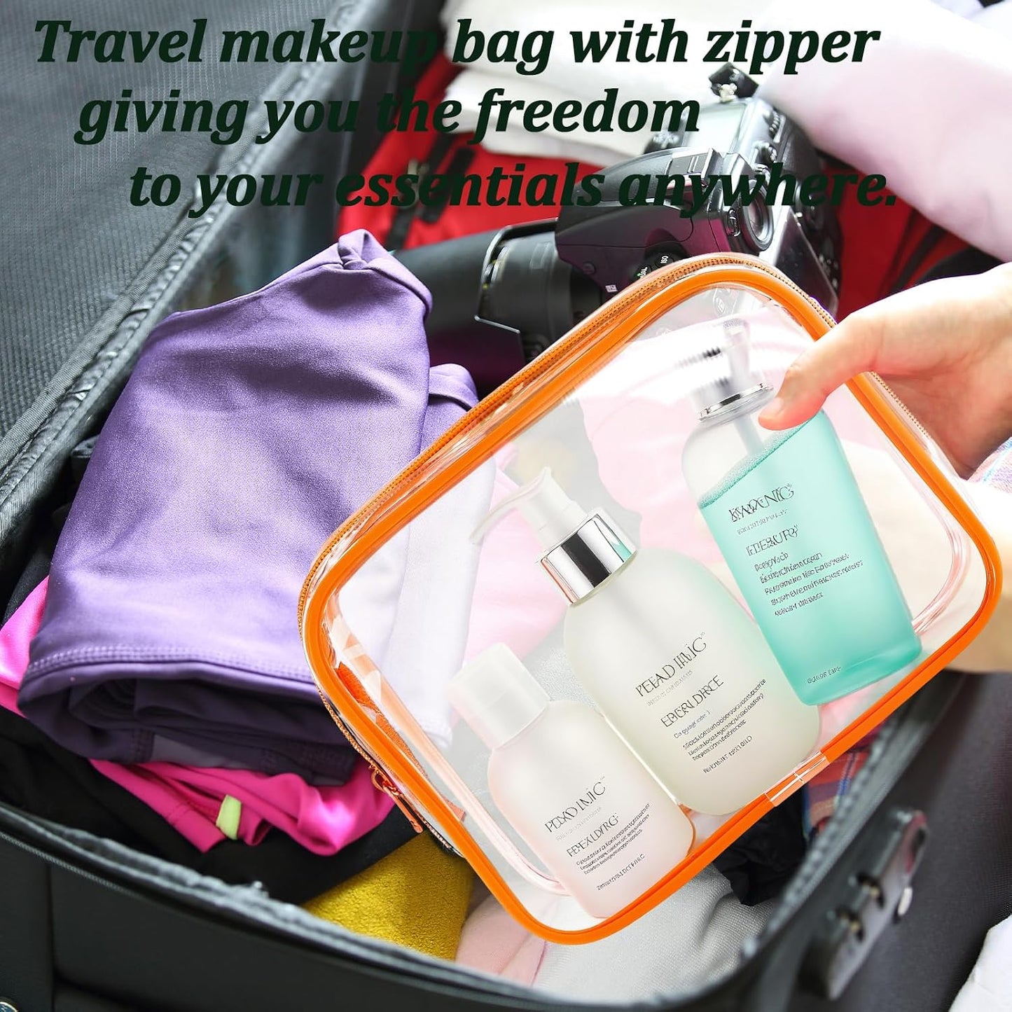 Clear Makeup Bags Set - TSA Approved PVC Toiletry Pouches | Waterproof Organizer for Travel Essentials (6 Pieces)