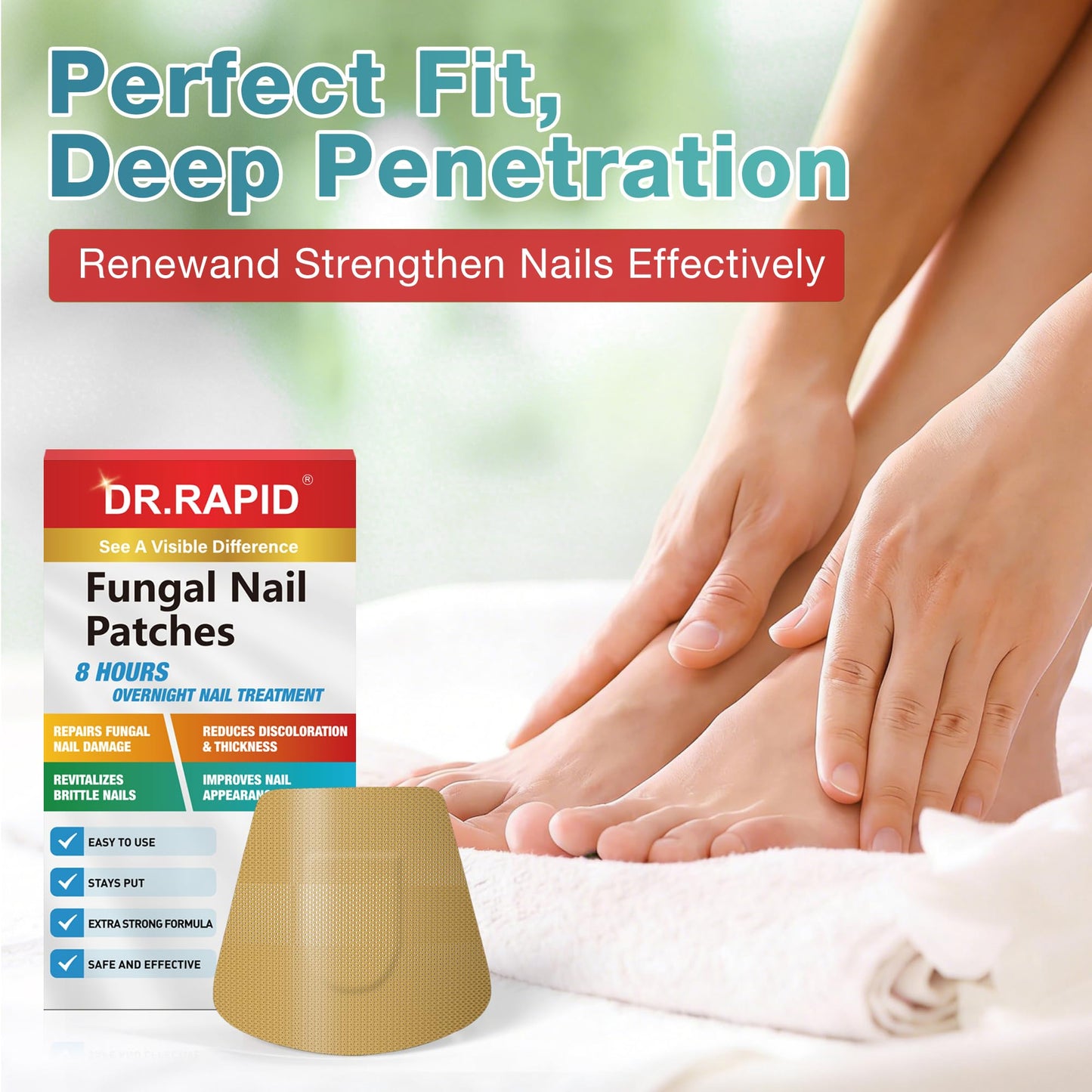 DR.RAPID Fungal Nail Patches, Toenail Fungus Treatment Extra Strength - 20 Fungal Nail Patches for Toe Nail Fungus Treatments, 8-Hour Nighttime Nail Fungus Patches for Nail Fungus Treatment