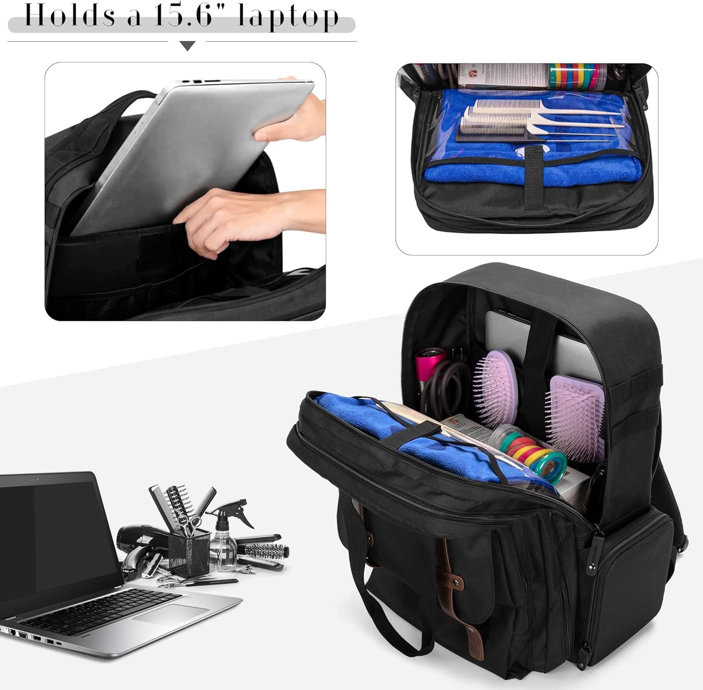 Large Capacity Barber Case - Travel Hairdresser Bag for Hair Cutting Tools | Black