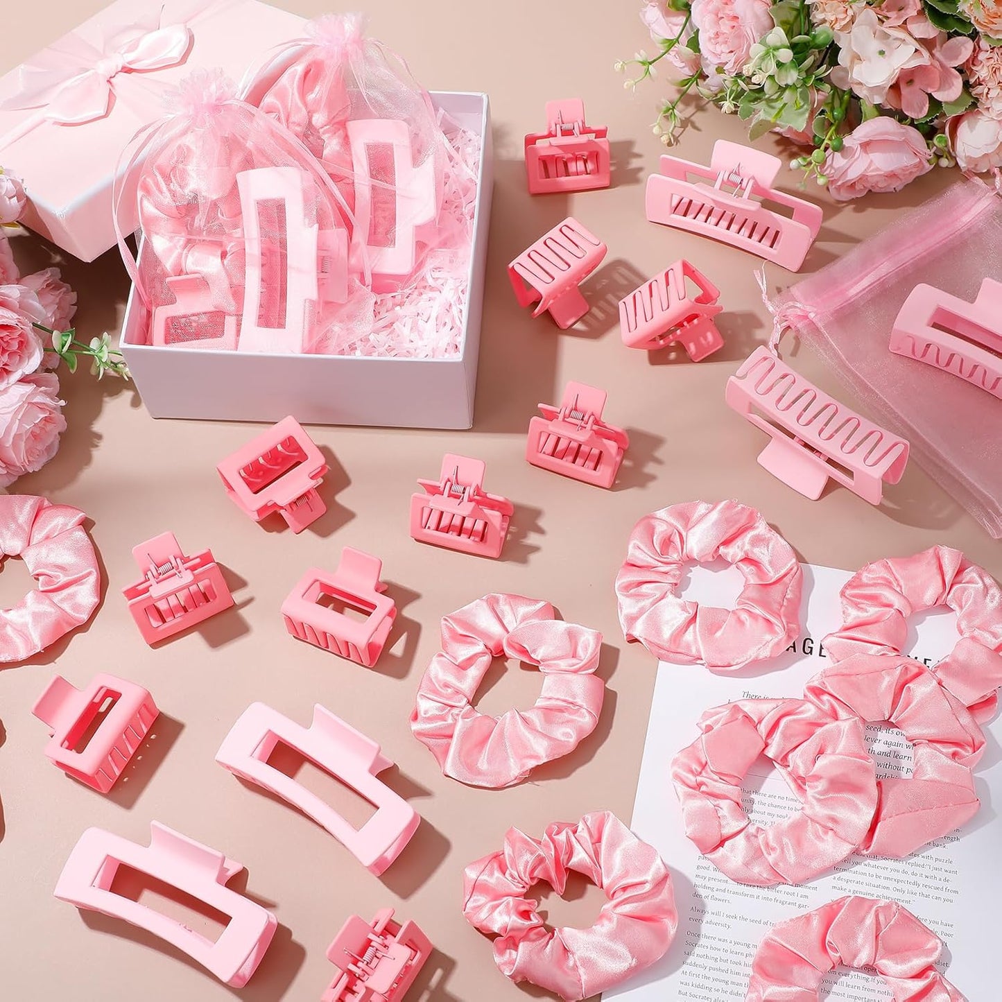 Pink Hair Claw Clips Set - 48 Pcs Stylish Hair Accessories for Bridesmaid Proposals | Perfect for Bachelorette & Wedding Party Favors