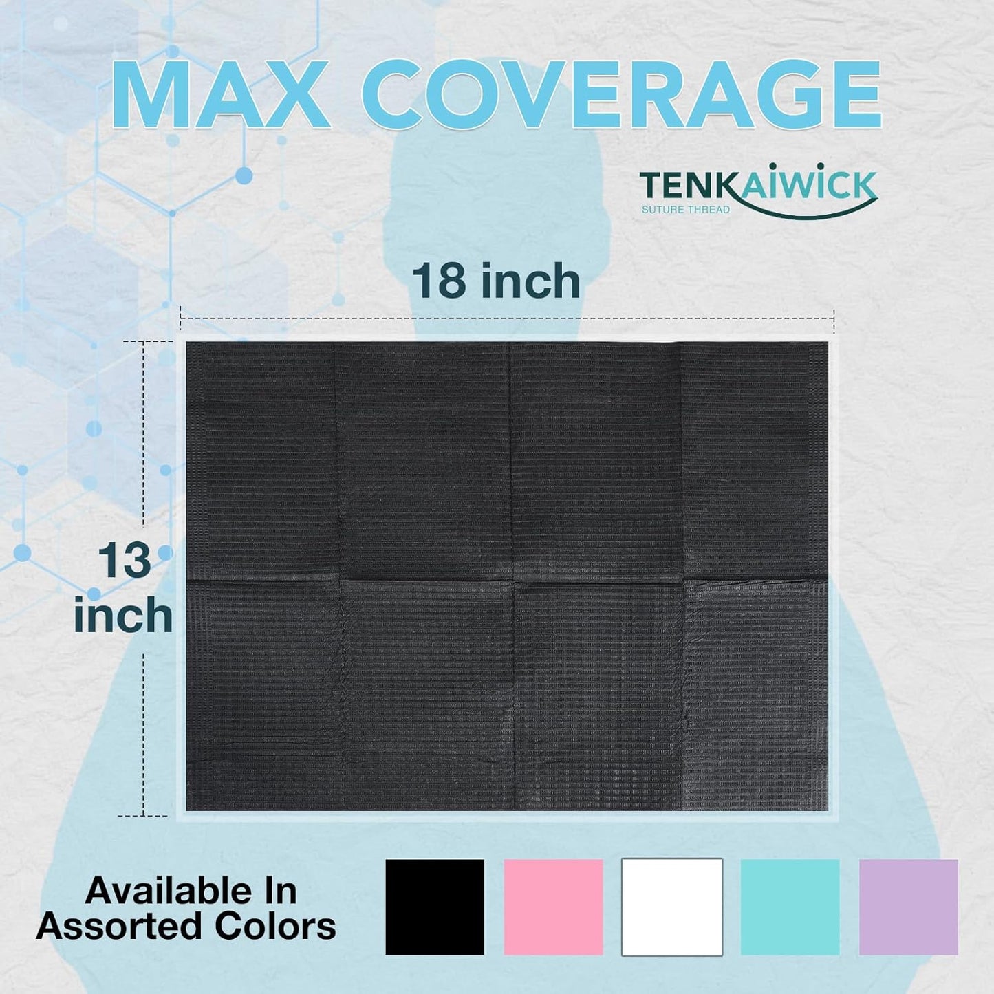 Disposable Dental Bibs - 550 Pack 3-Ply Waterproof Sheets for Nail Salons, Dental Clinics & Tattoos | 13"x18" Black